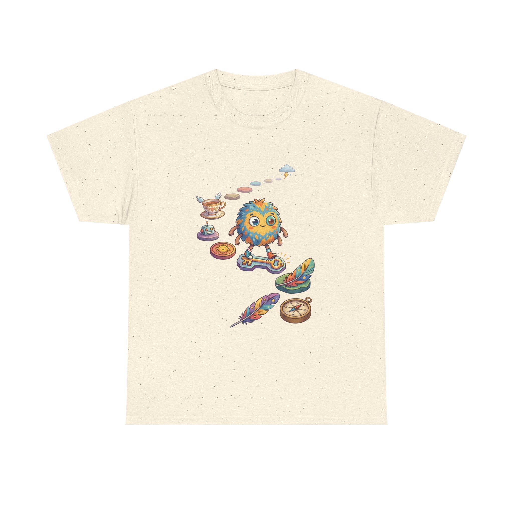 T-Shirt — Whimsical Cosmic Creature with Ritual Objects Graphic Tee