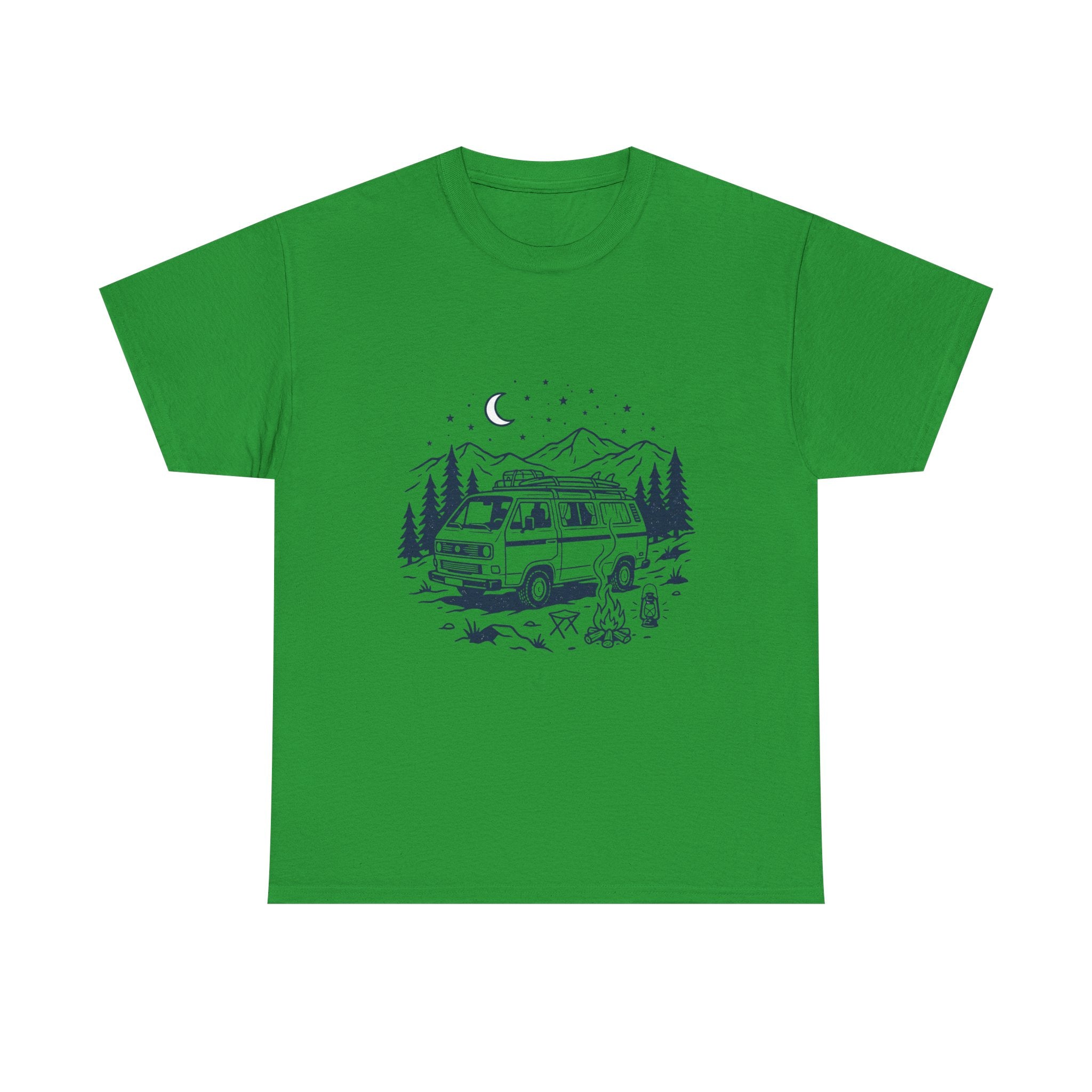 Camping Van Tee – Moonlit Mountain Adventure Graphic T-Shirt