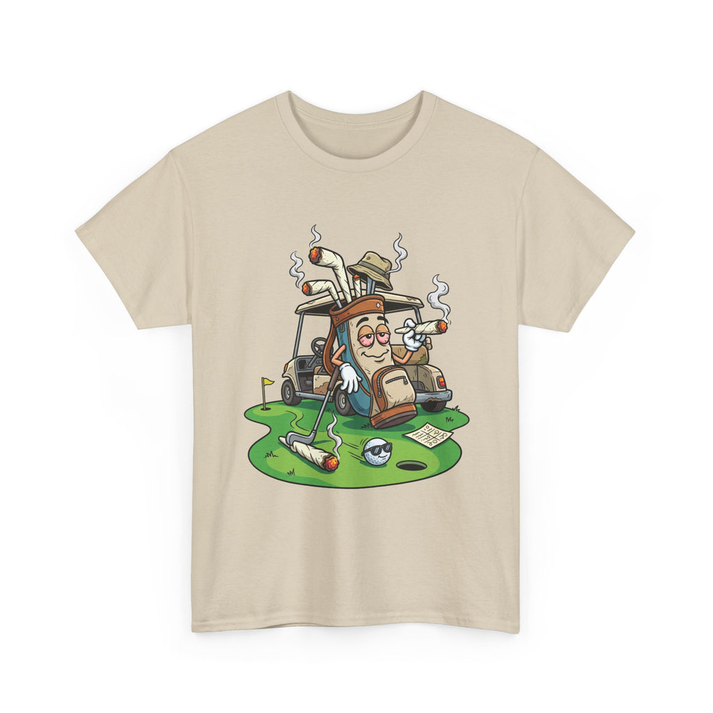 Golf weed Lounge T‑Shirt — Relaxed Golfer Cartoon Tee