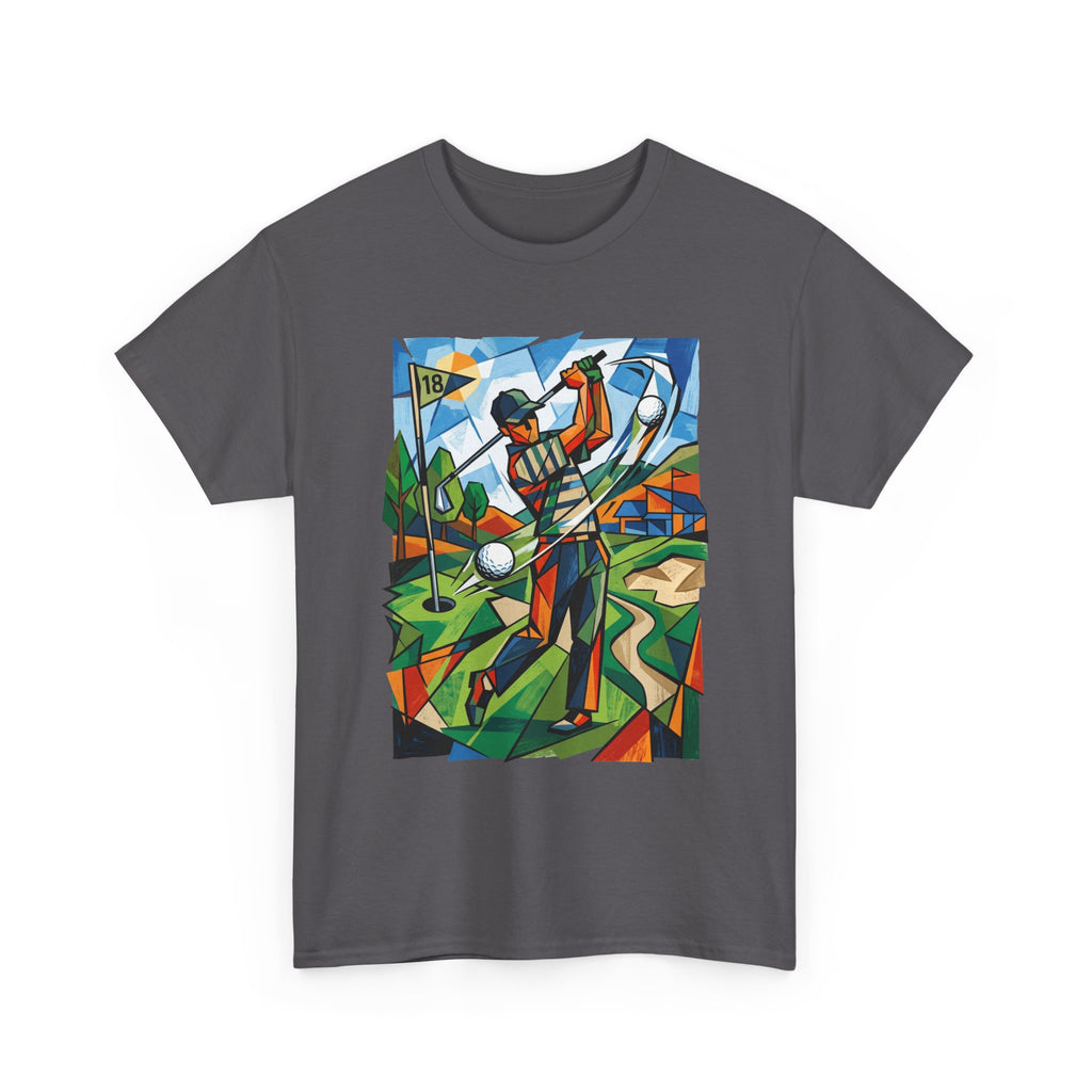 Golf Swing Art T-Shirt — Colorful Cubist Golfer Graphic Tee