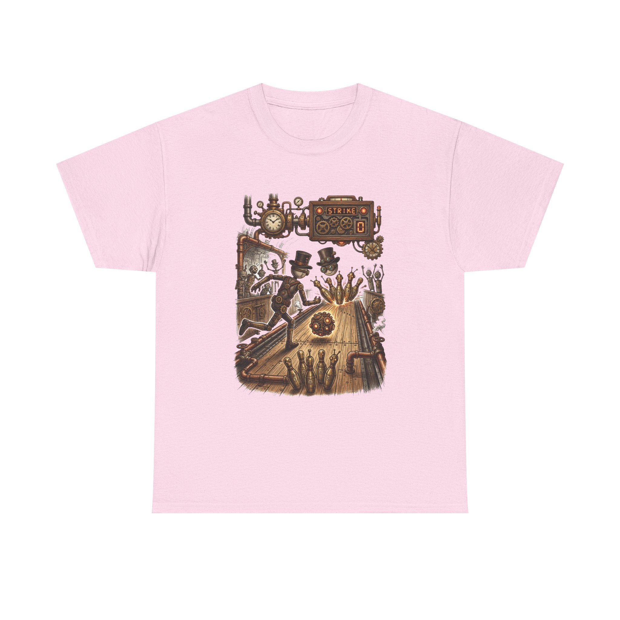 Steampunk Bowling T-Shirt — Vintage Train & Gears Graphic Tee