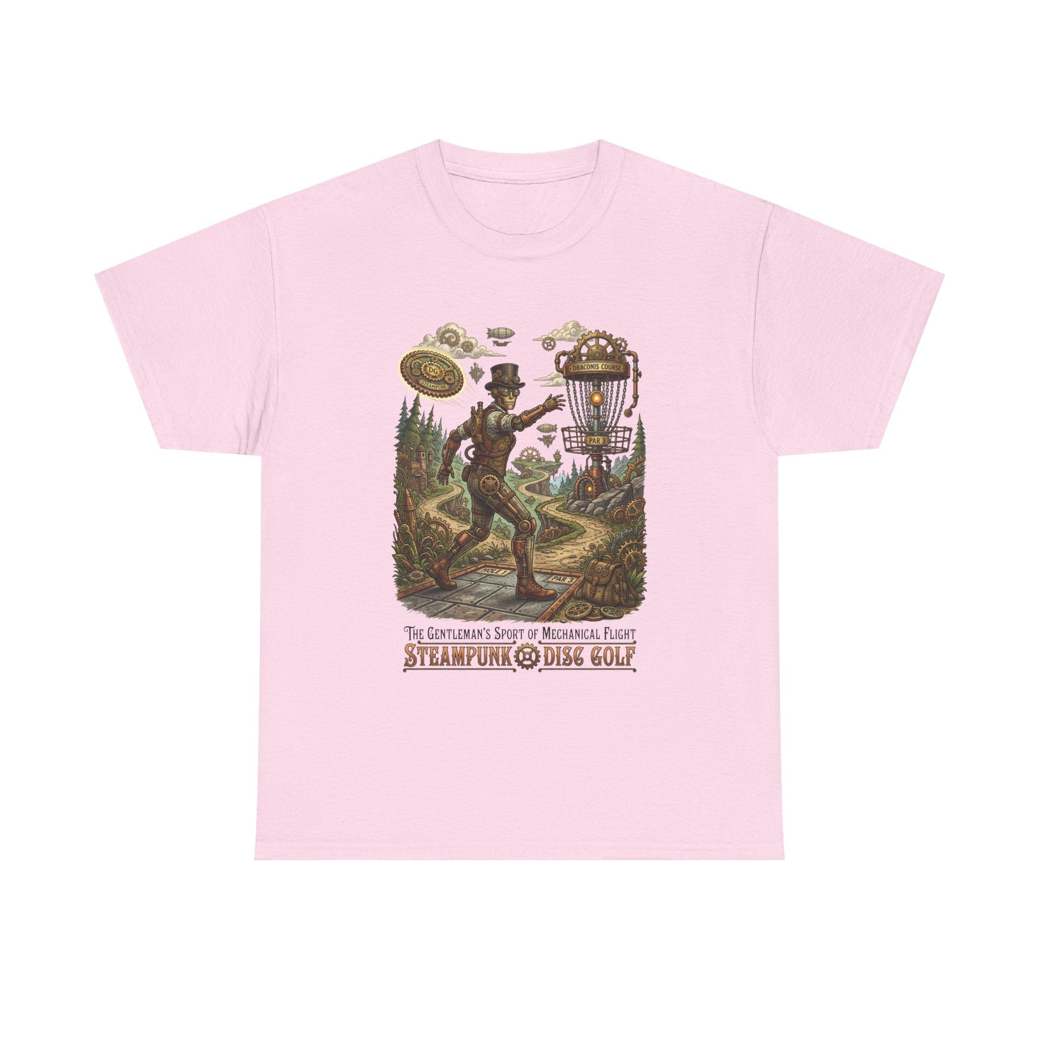 Steampunk Disc Golf T‑Shirt — Vintage Aeronautic Course Graphic Tee
