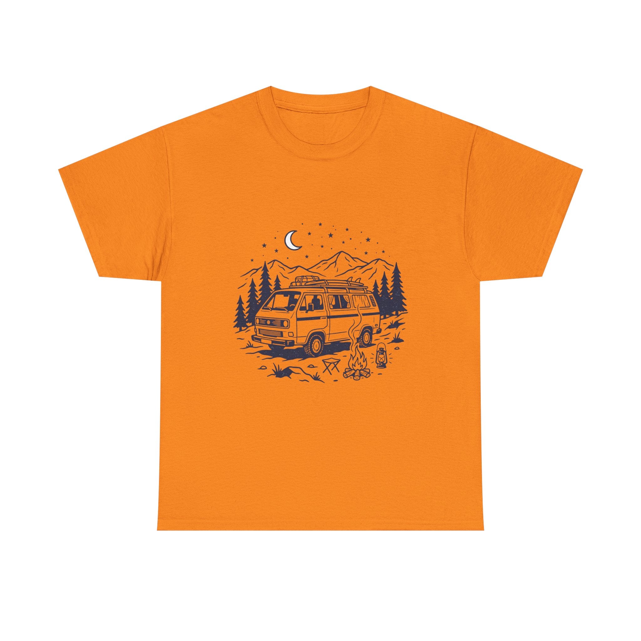 Camping Van Tee – Moonlit Mountain Adventure Graphic T-Shirt