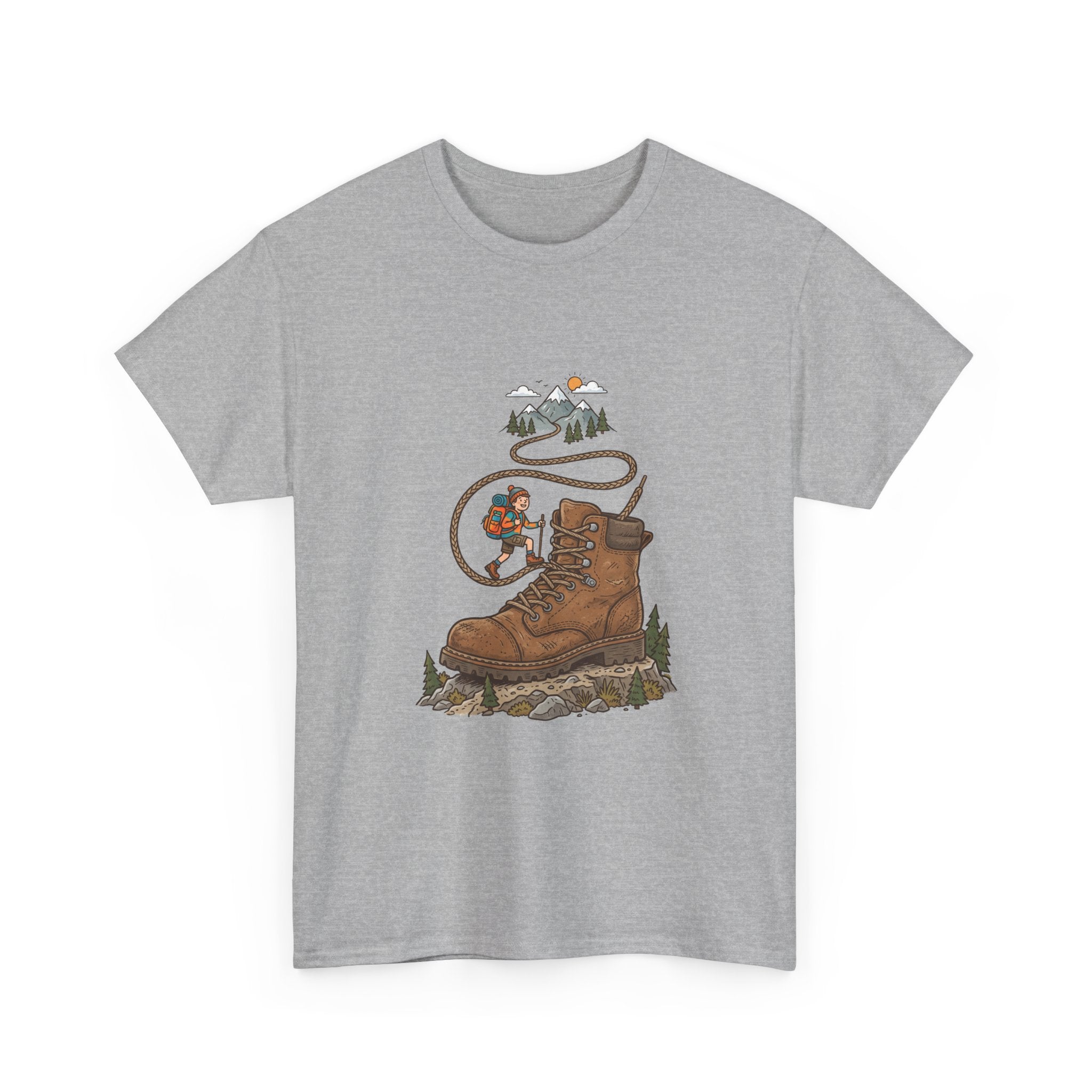 Hiking Boot Adventure Graphic Tee — Outdoor Trail Camper Shirt