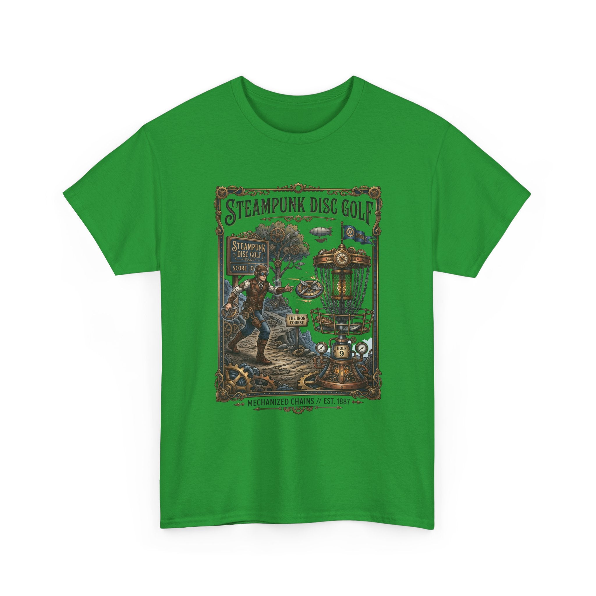 Steampunk Disc Golf T-Shirt — Vintage Victorian Disc Golf Poster Tee