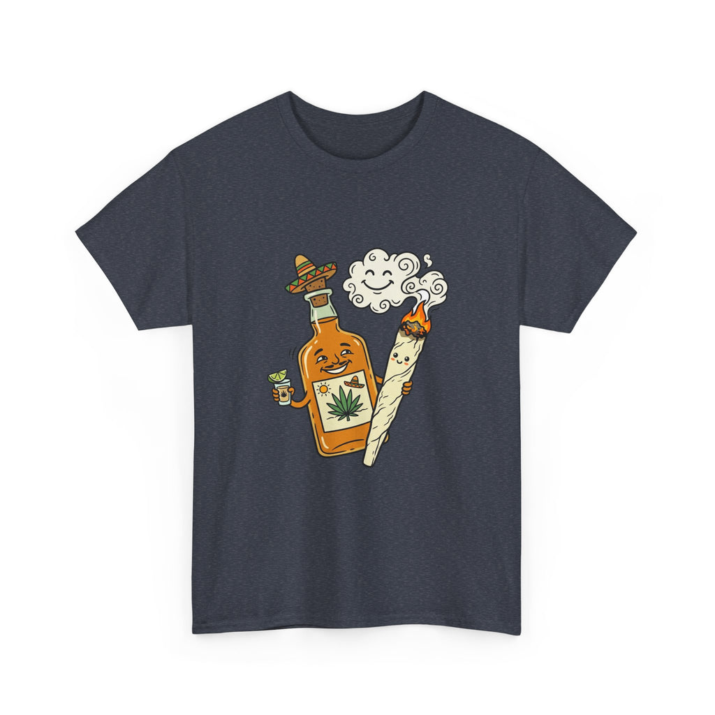 Cannabis & Tequila Tee — Funny Joint and Bottle Graphic T-Shirt