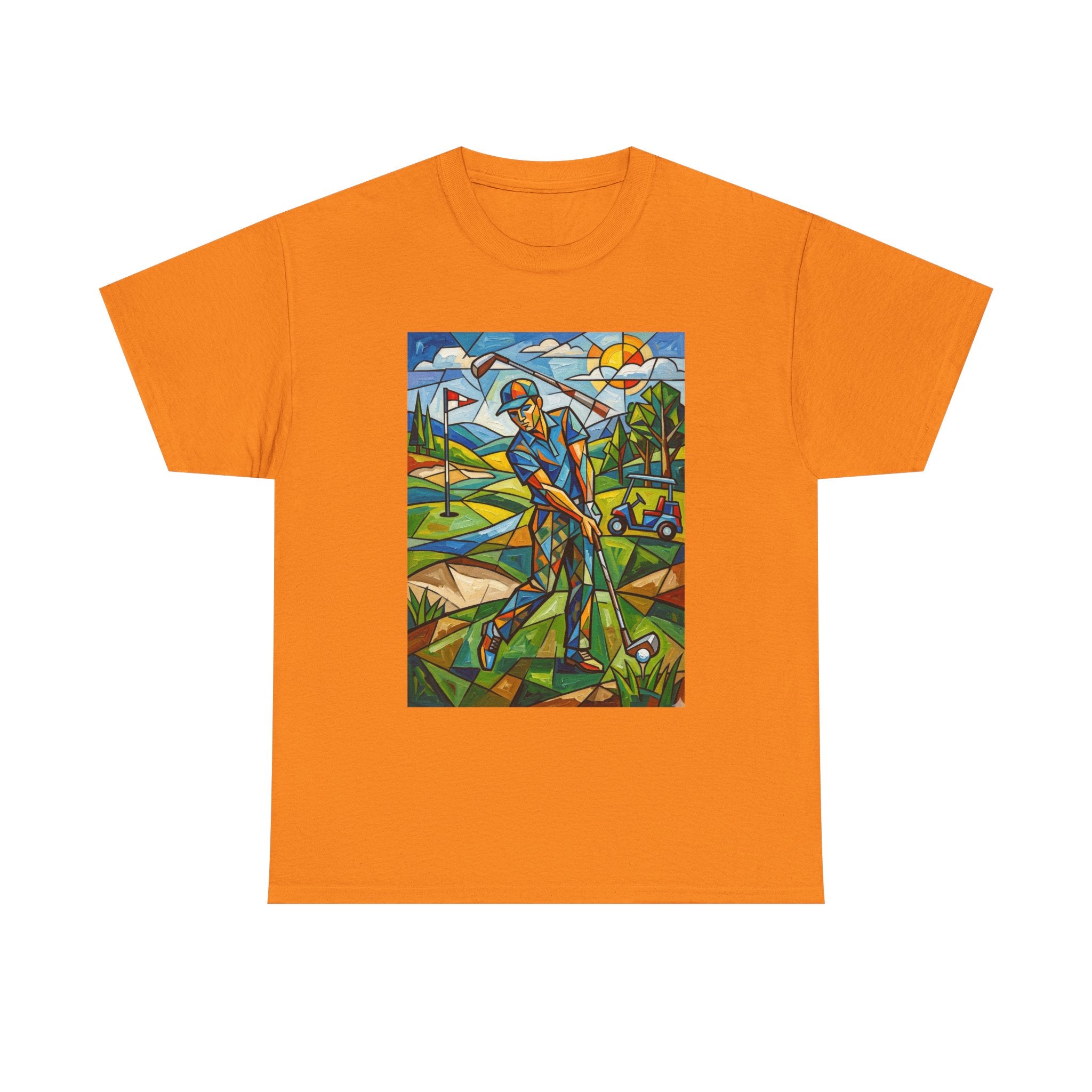 Golf Stained Glass Art Tee — Colorful Golfer Graphic T-Shirt