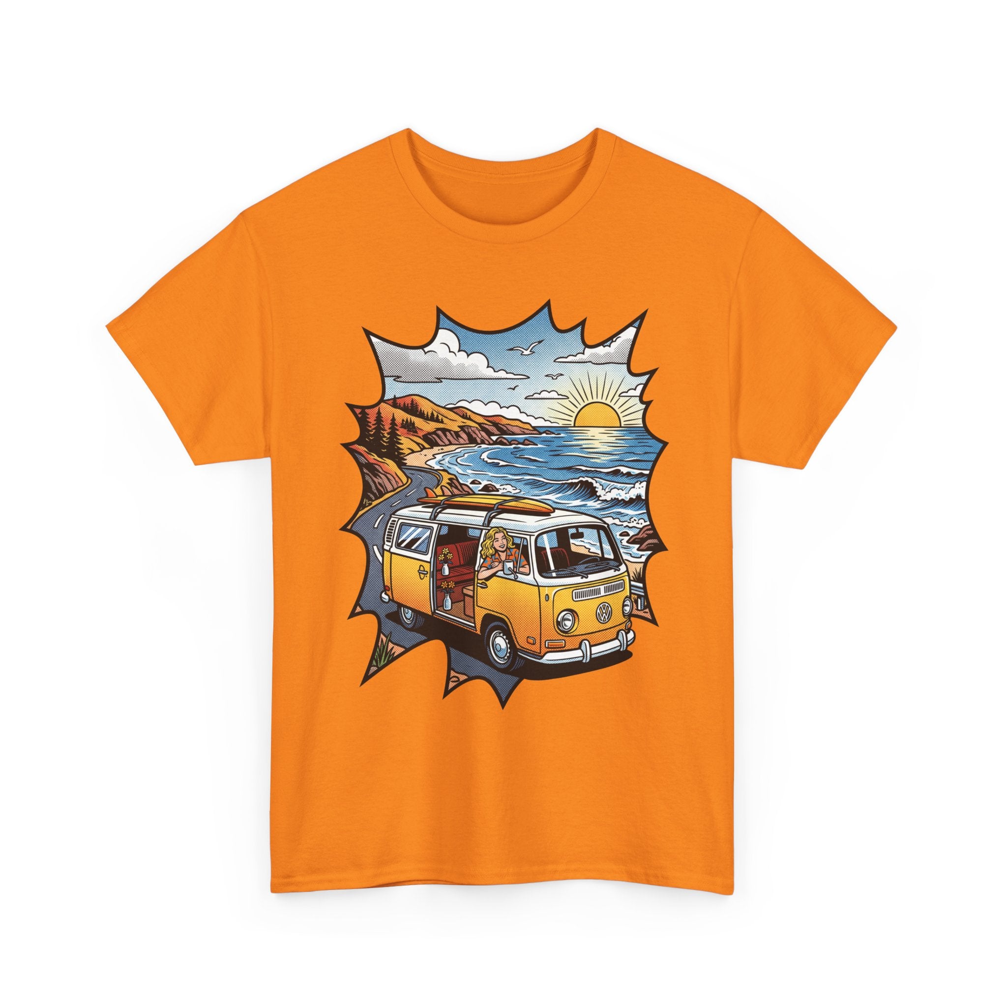 Road Trip Van T-Shirt — Vintage Camper Beach Sunset Tee