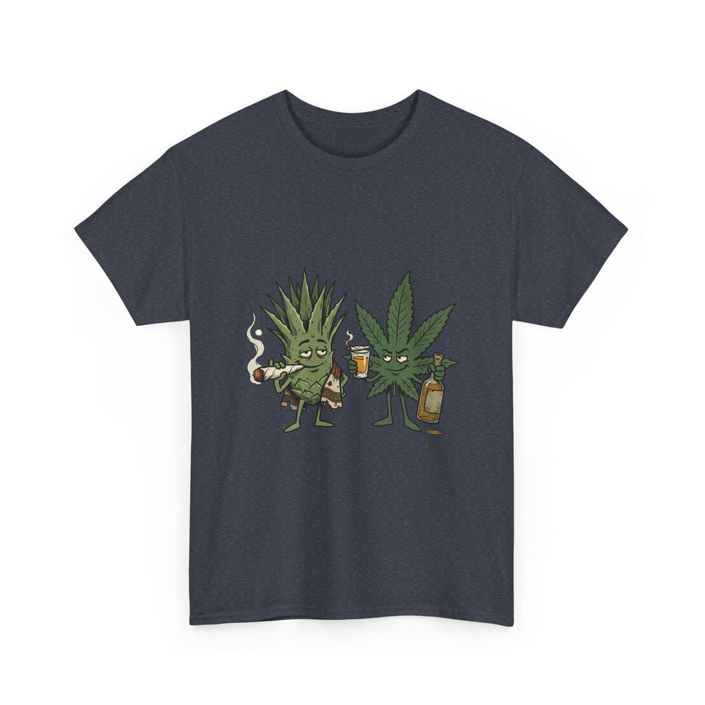 Marijuana Leaf and Agave Friends T-Shirt – Funny Cannabis Leaf & Tequila Smoking Tee