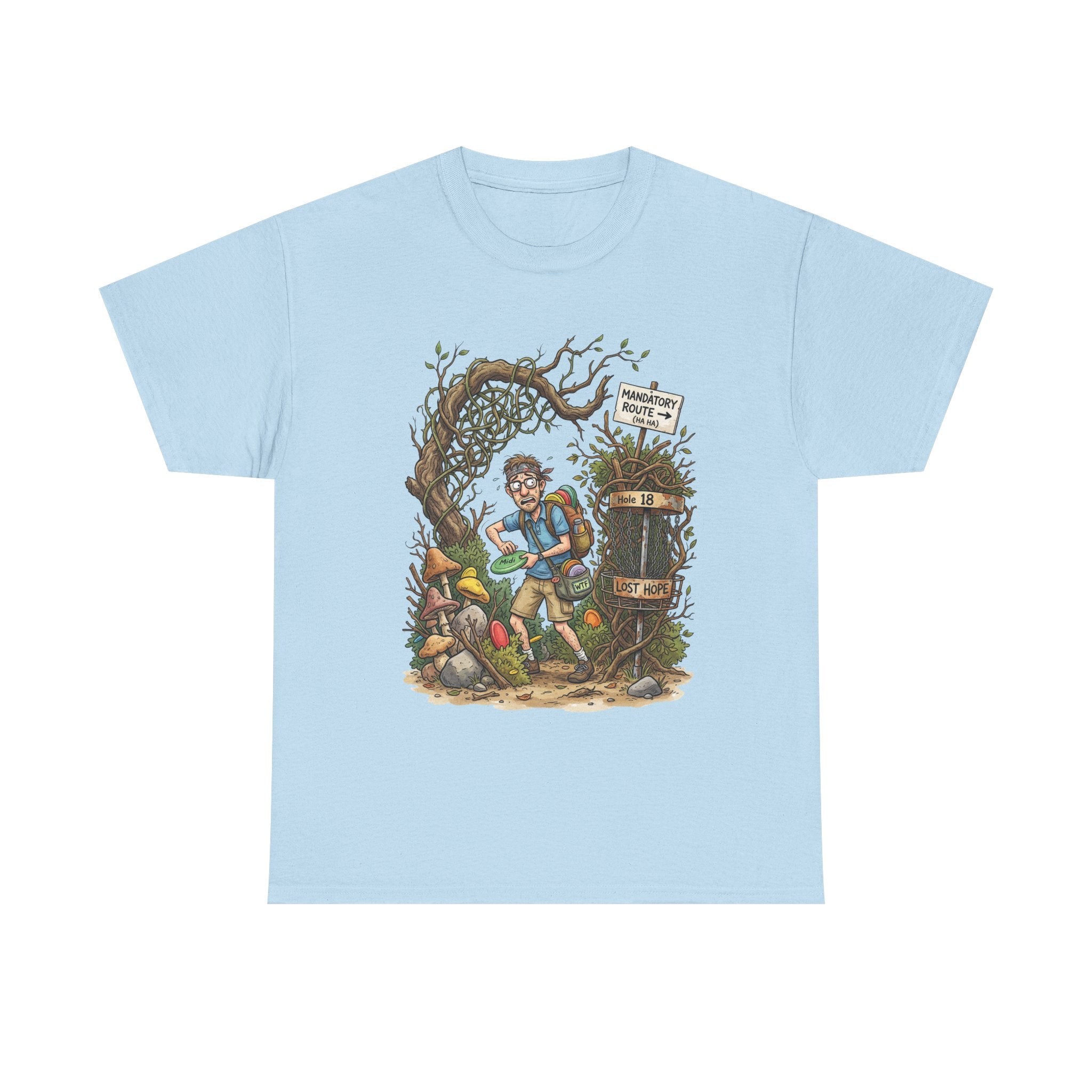 Disc Golf Graphic Tee — "Lost But Loving It" Outdoor Adventure T-Shirt