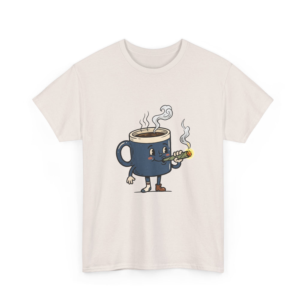 1 Coffee and a Joint Character Tee — Funny Smoking Joint Cartoon Shirt