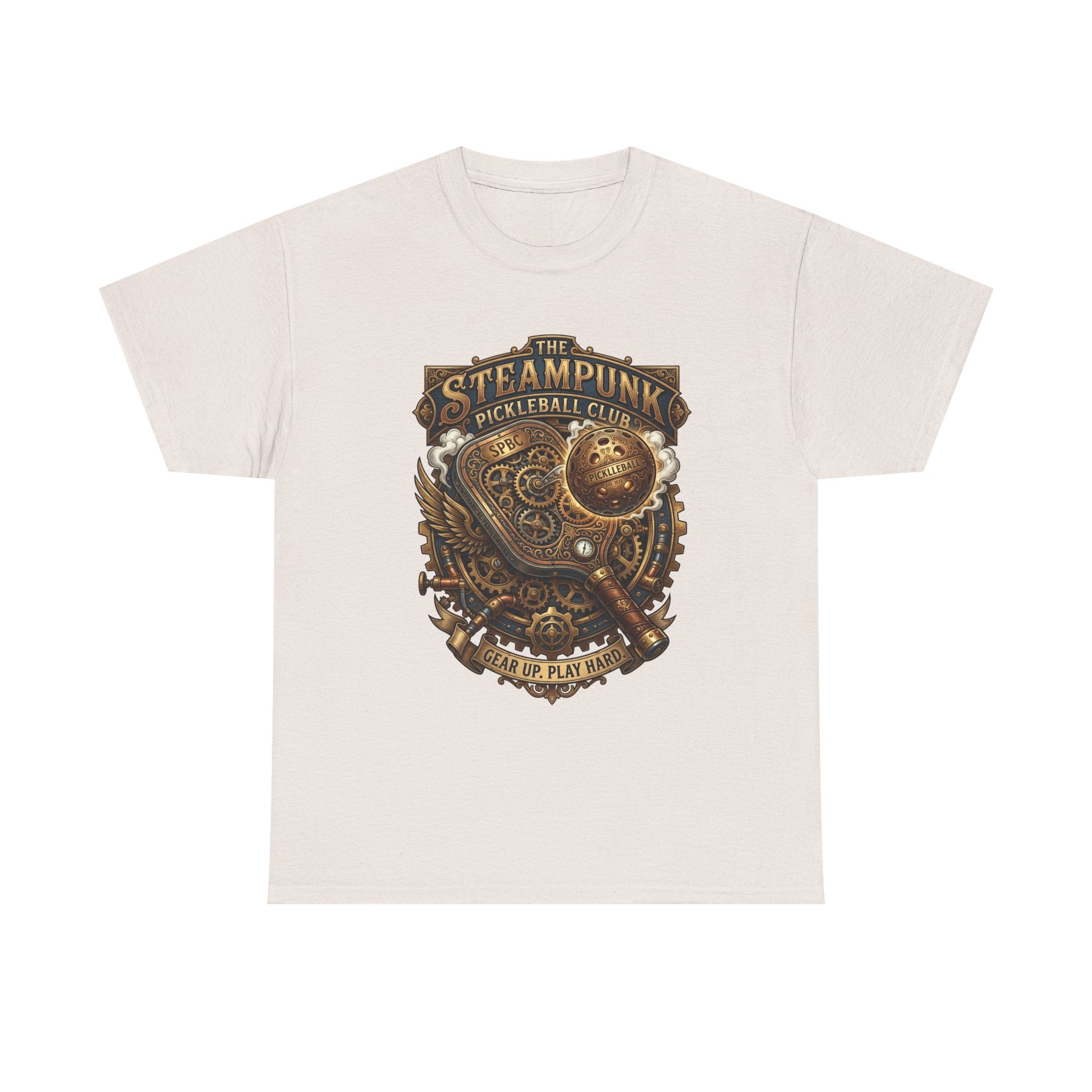 Steampunk Pickleball Club T‑Shirt – Vintage Gear & Gears Graphic Tee