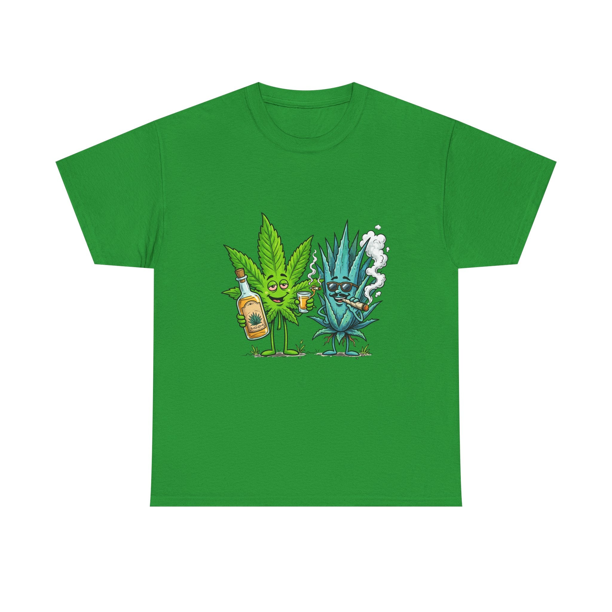 A Tequila & Cannabis Buds Friends T-Shirt — Funny Weed/Agave Leaf & Joint Graphic Tee