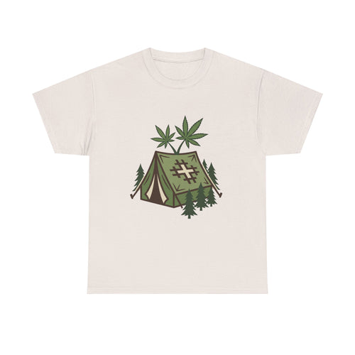 Camping Tent Cannabis T-Shirt – Weed Outdoor Adventure Graphic Tee