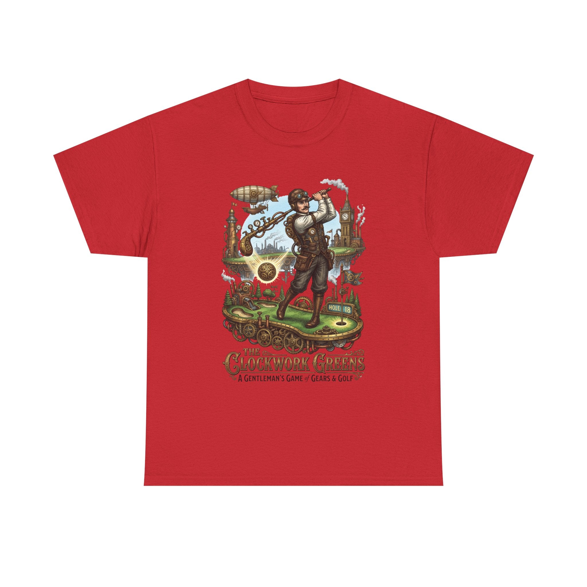 Golf Steampunk T-Shirt — "The Clockwork Greens" Vintage Golfing Design