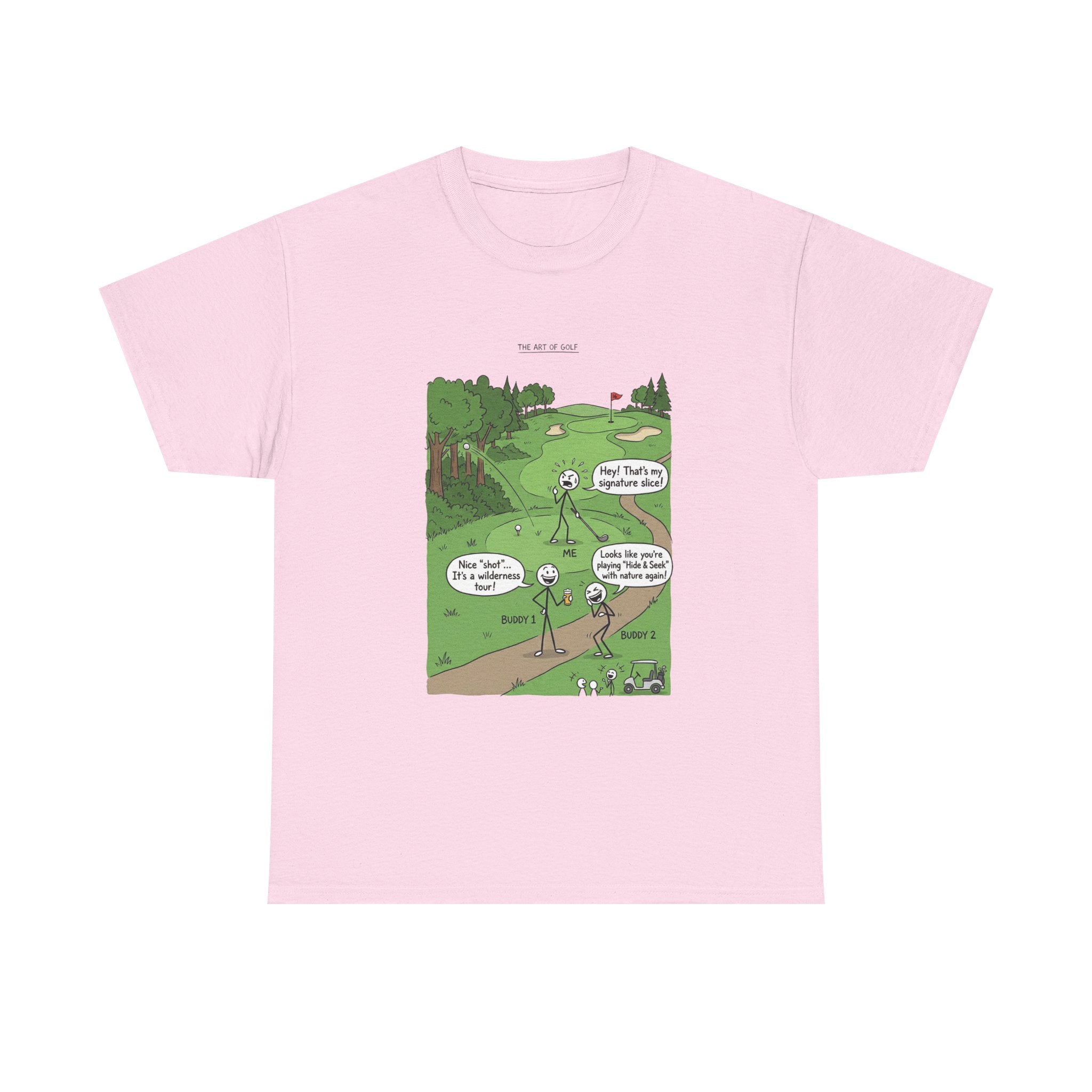 Golf Cartoons Graphic Tee — Funny Golf Humor T-Shirt ("Fore! That's a Mulligan, Dad")
