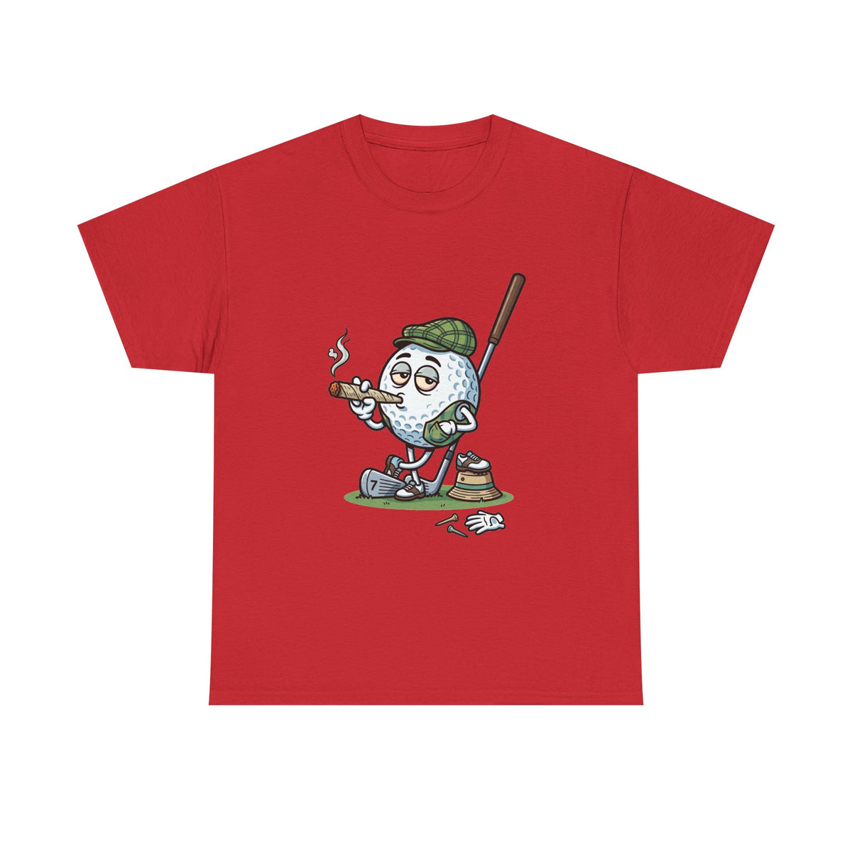 1 Golf Ball Cartoon T-Shirt — Weed Smoking Golfer Vintage Style Tee