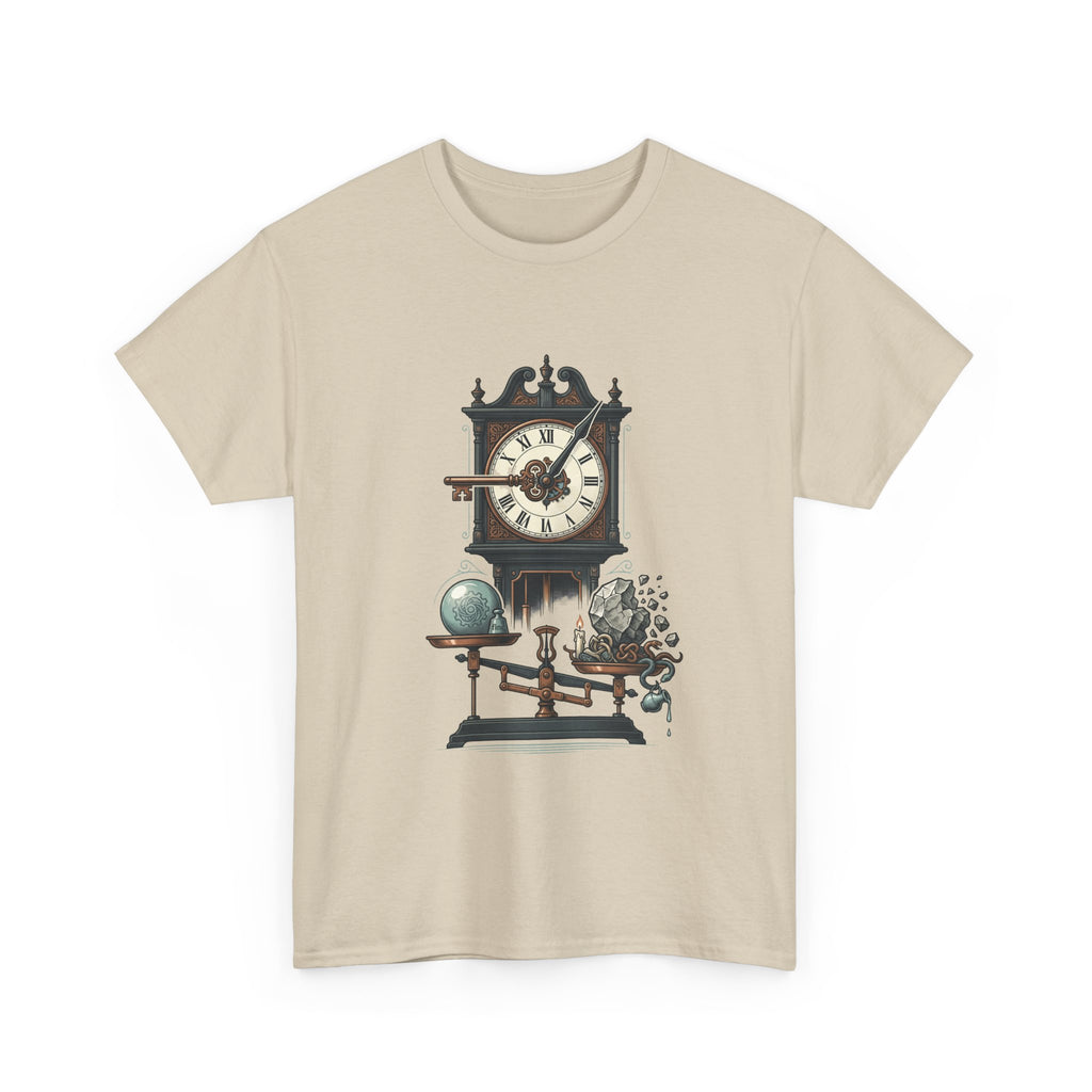 Vintage Clock & Globe Tee — Steampunk Timekeeper Graphic T-Shirt