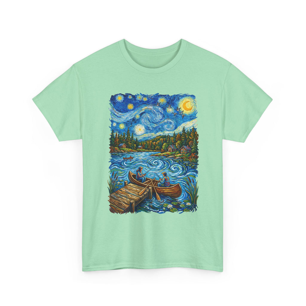 Starry Night Lake T-Shirt — Canoe Dock Scenic Tee