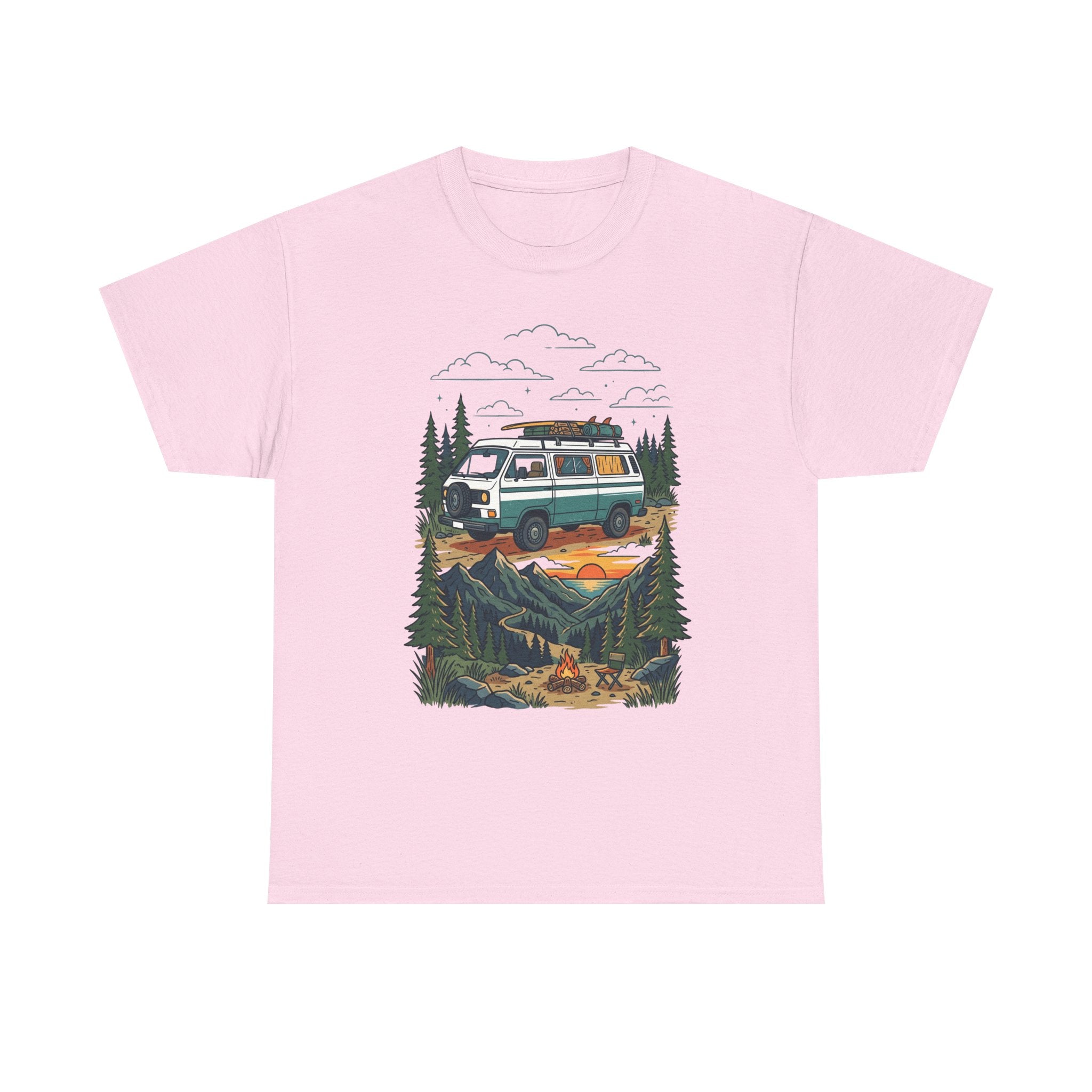 Camper Van Adventure Tee — Retro Van Camping Graphic T-Shirt
