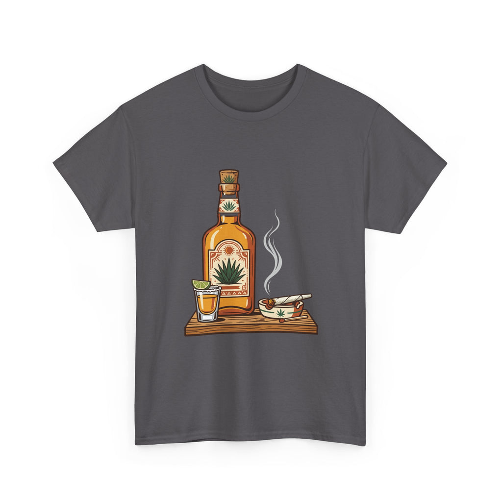 Tequila & A joint Tee — Bottle, Shot Glass & joint Graphic Shirt