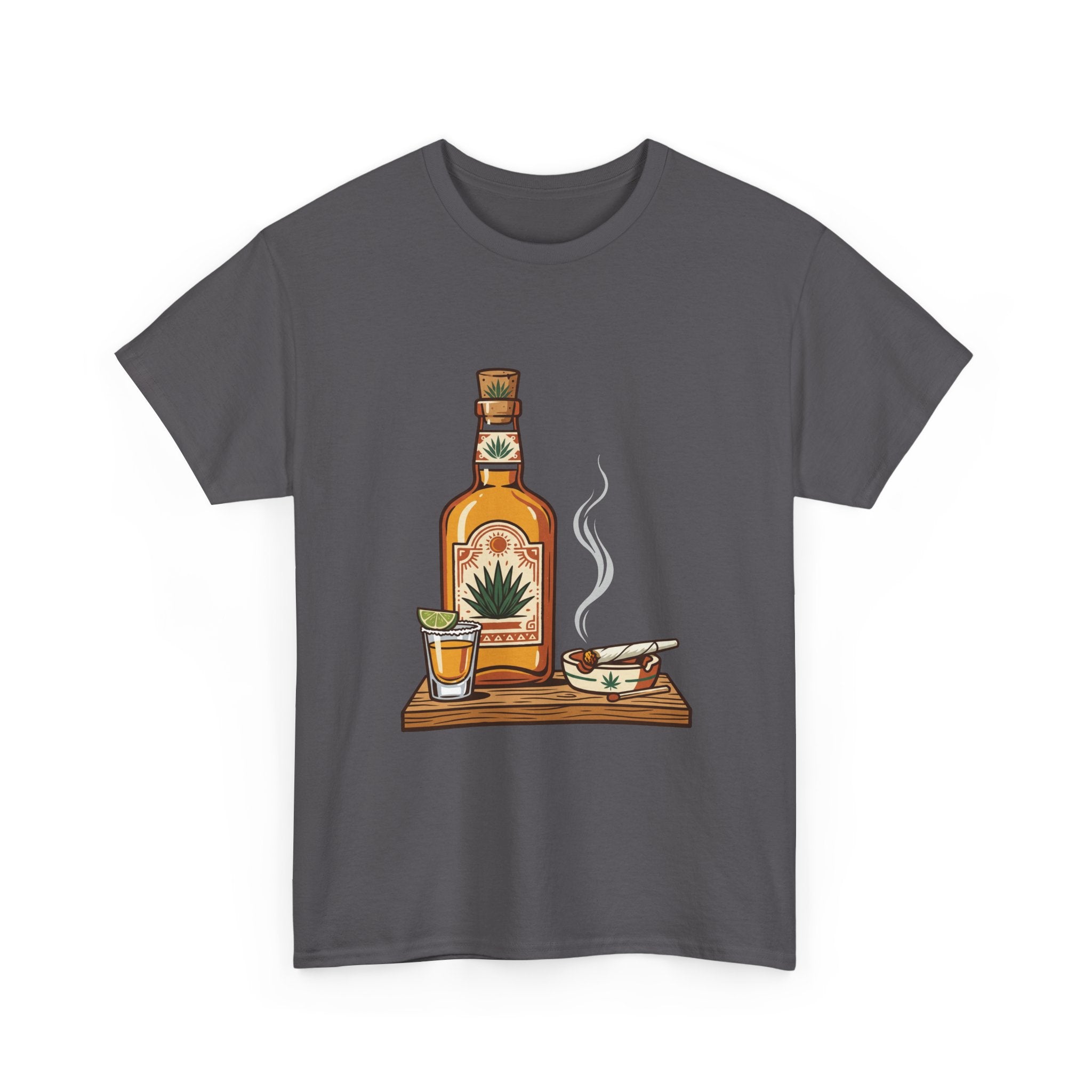 Tequila & A joint Tee — Bottle, Shot Glass & joint Graphic Shirt