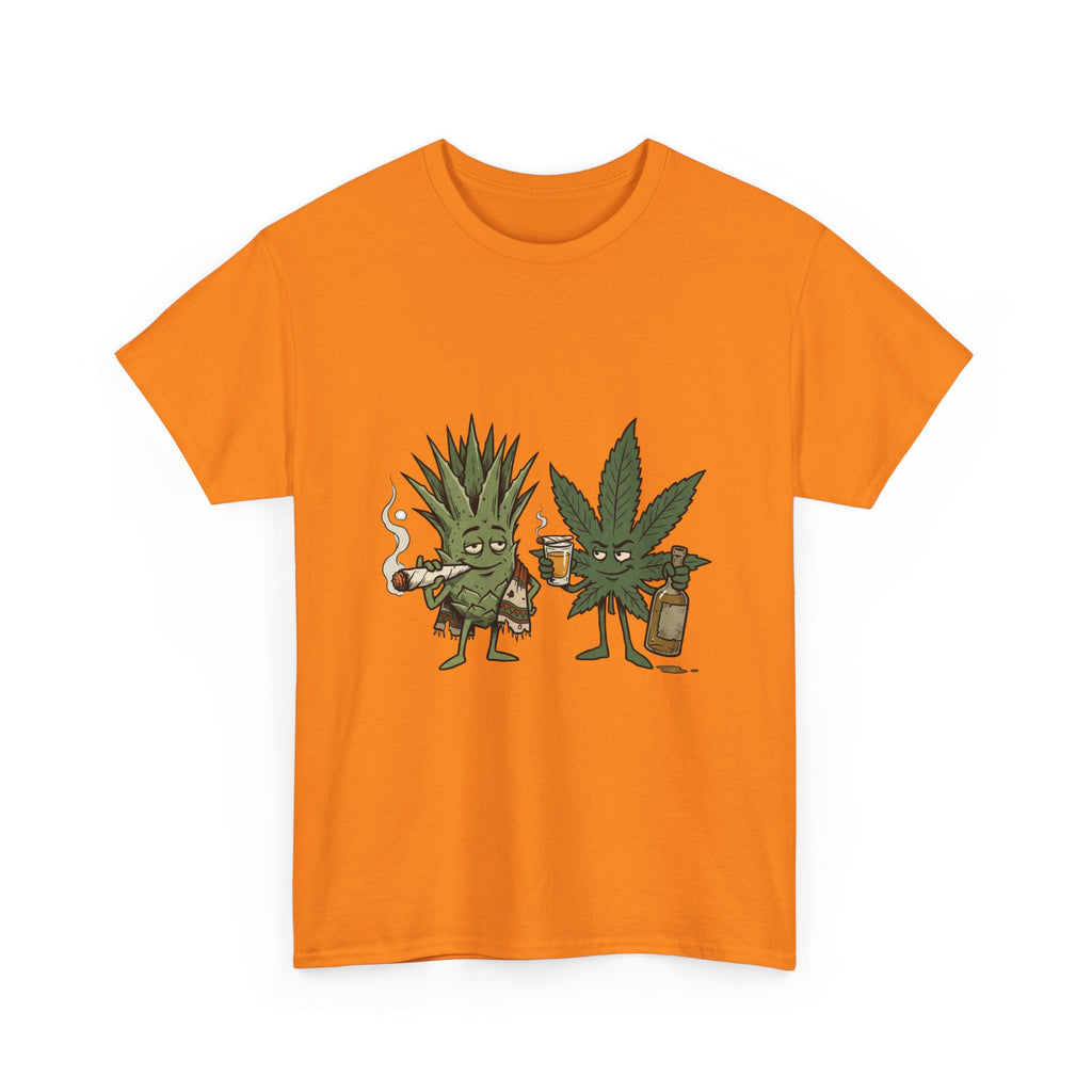 Marijuana Leaf and Agave Friends T-Shirt – Funny Cannabis Leaf & Tequila Smoking Tee