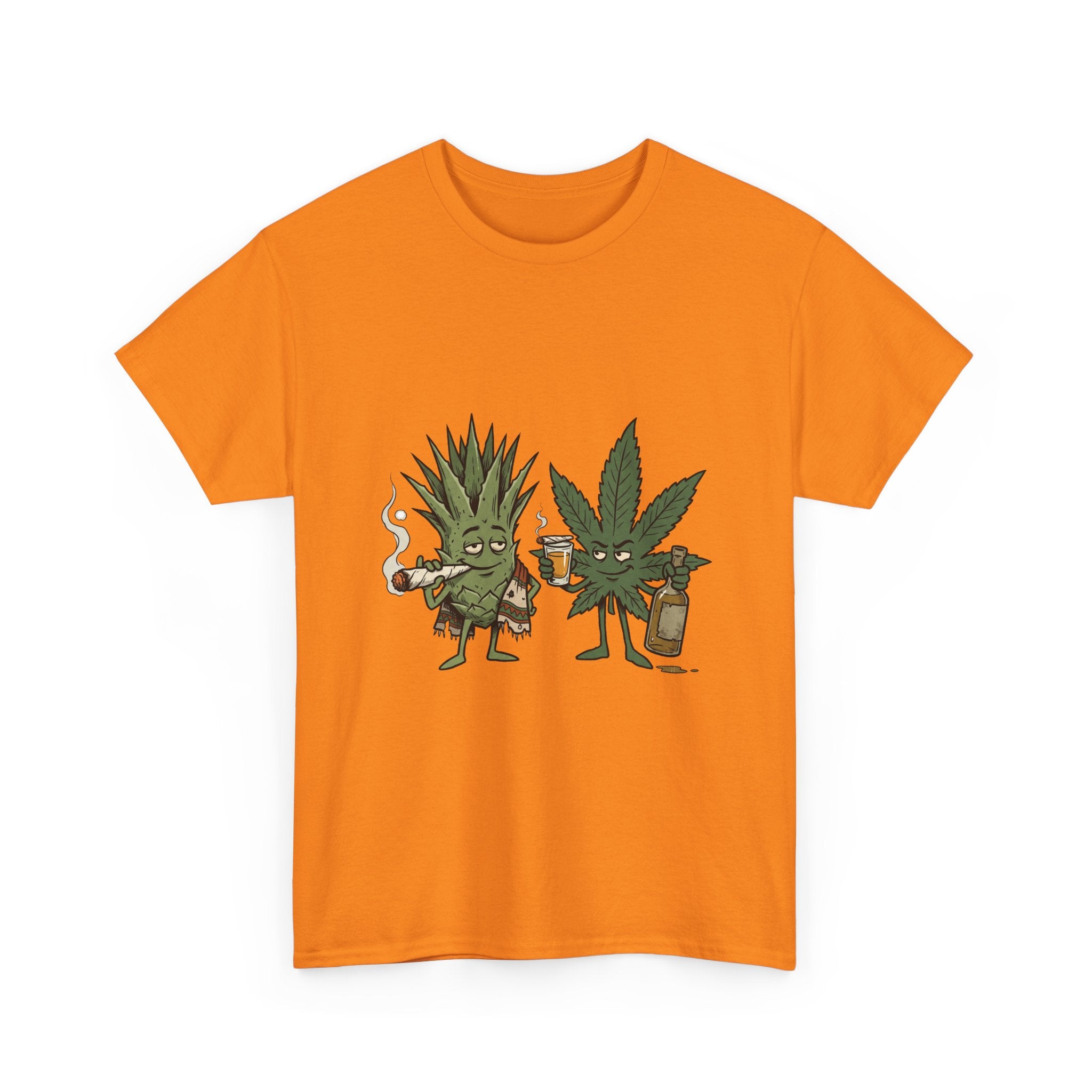 Marijuana Leaf and Agave Friends T-Shirt – Funny Cannabis Leaf & Tequila Smoking Tee
