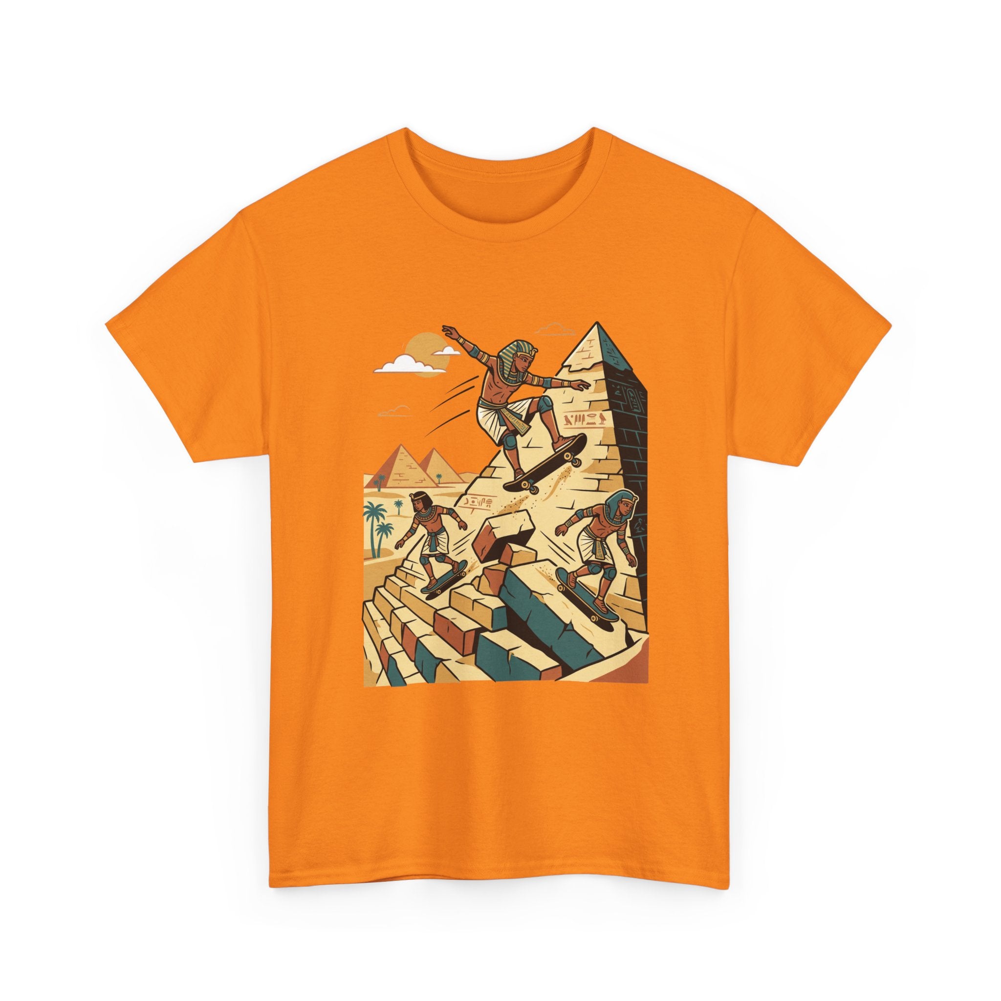 Egyptian Pyramid Skateboard T‑Shirt — Retro Skateboarding Pharaohs Graphic Tee