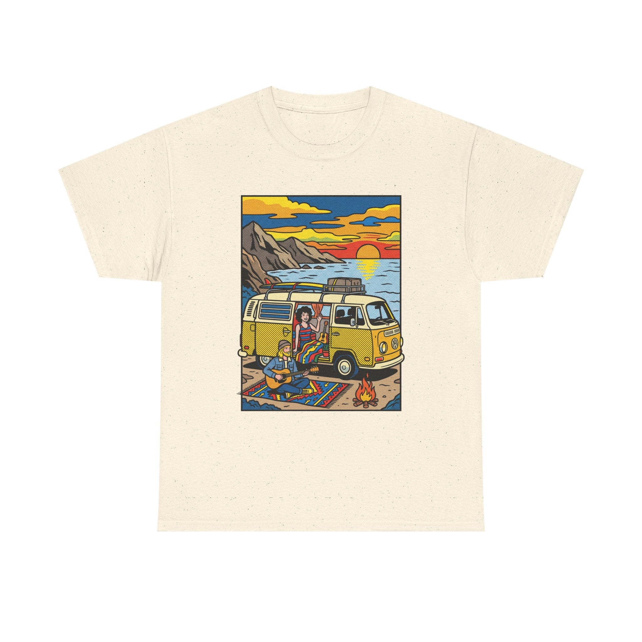Surf Van Sunset T‑Shirt — Retro Camper Beach Scene Tee