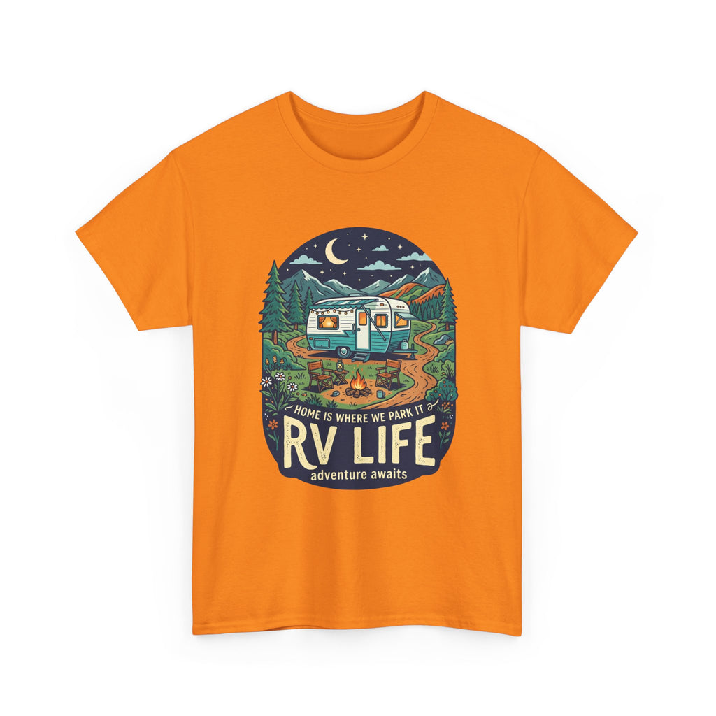 RV Life T-Shirt — Retro Camper Graphic Tee (“Home Is Where We Park It”)