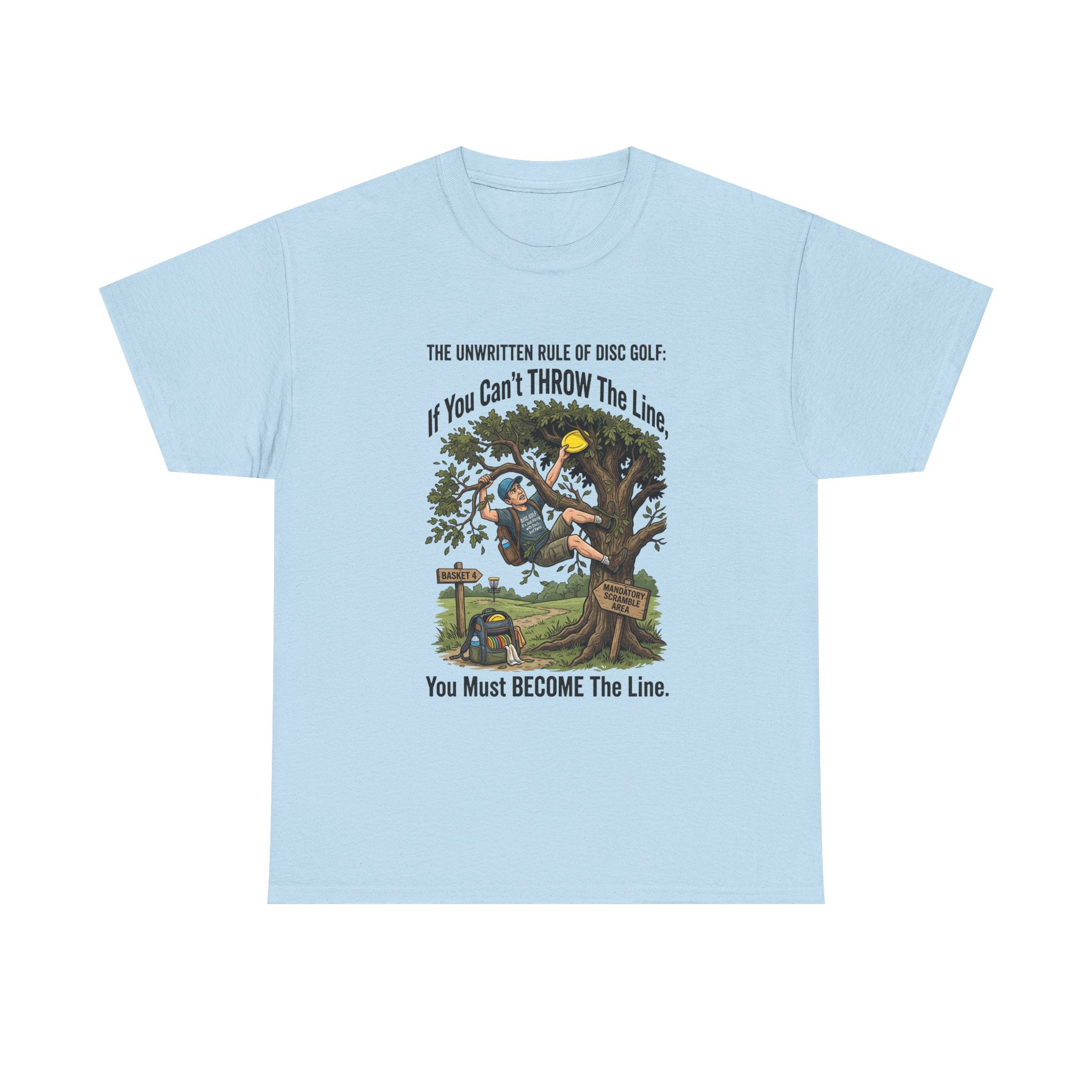 Disc Golf T-Shirt - "If You Can't Throw the Line, You Must Become the Line" Vintage Golf Cartoon Tee