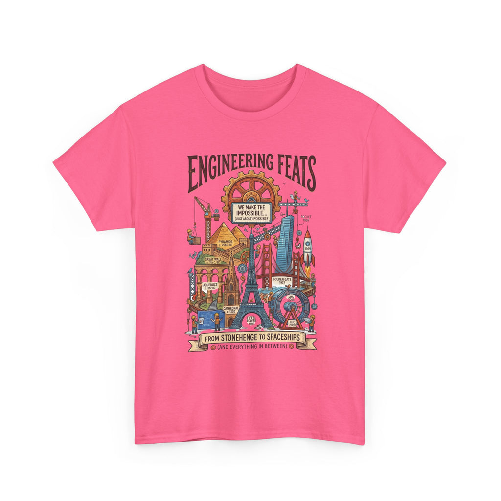 Engineering Feats T‑Shirt — STEM Vintage Landmark Illustration