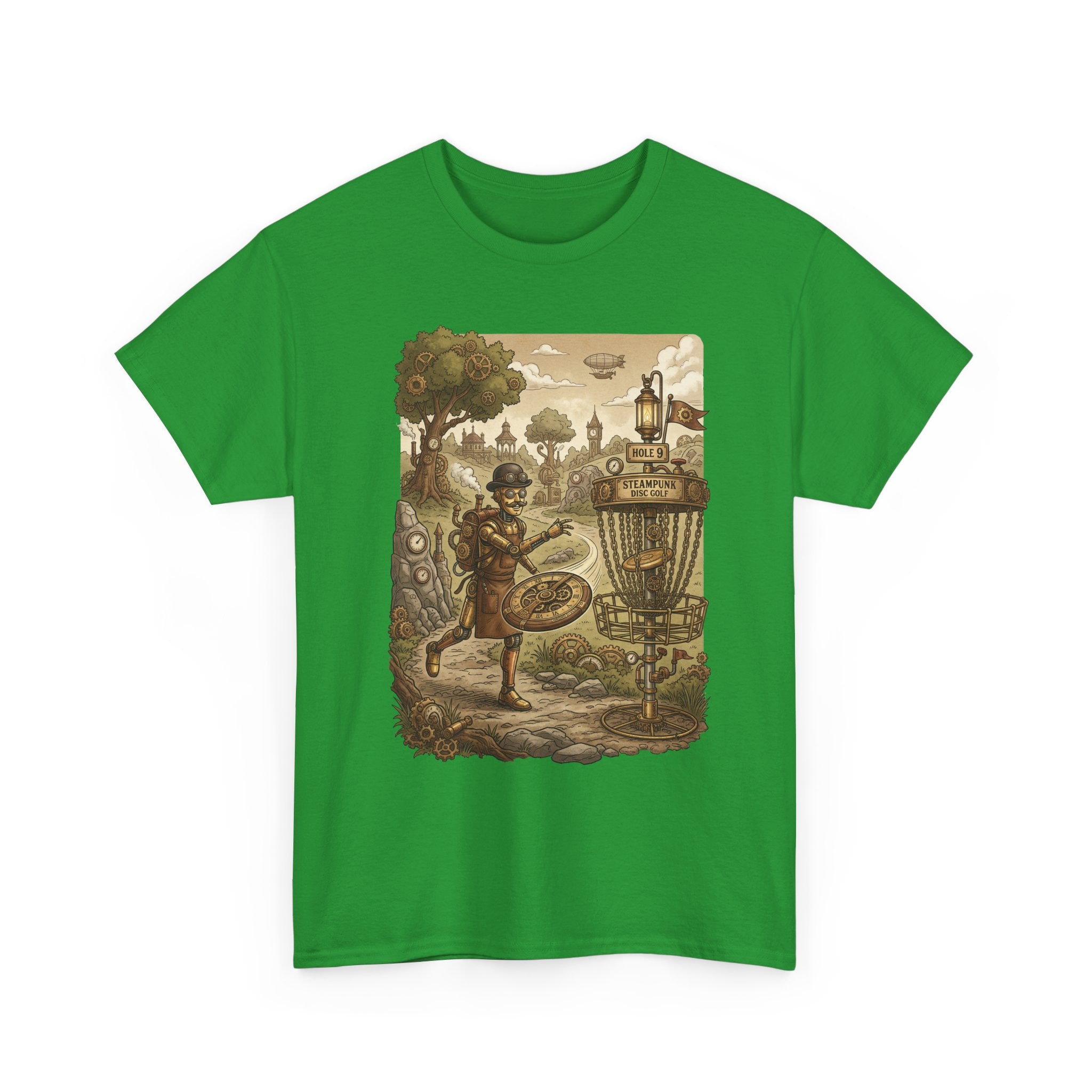 Steampunk Disc Golf Adventure Tee — Vintage Woodland Basket Design