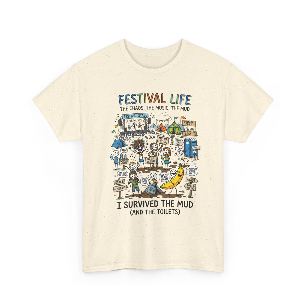 Festival Life T-Shirt — "I Survived the Mud (and the Toilets)" Graphic Tee