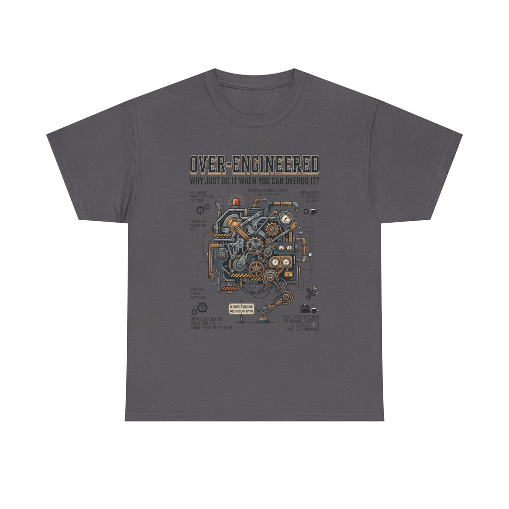 Over-Engineered Tee – Funny Engineer T-Shirt with Mechanical Brain Diagram