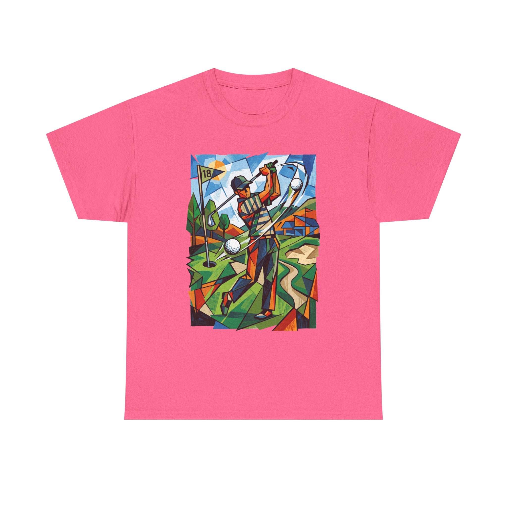 Golf Swing Art T-Shirt — Colorful Cubist Golfer Graphic Tee