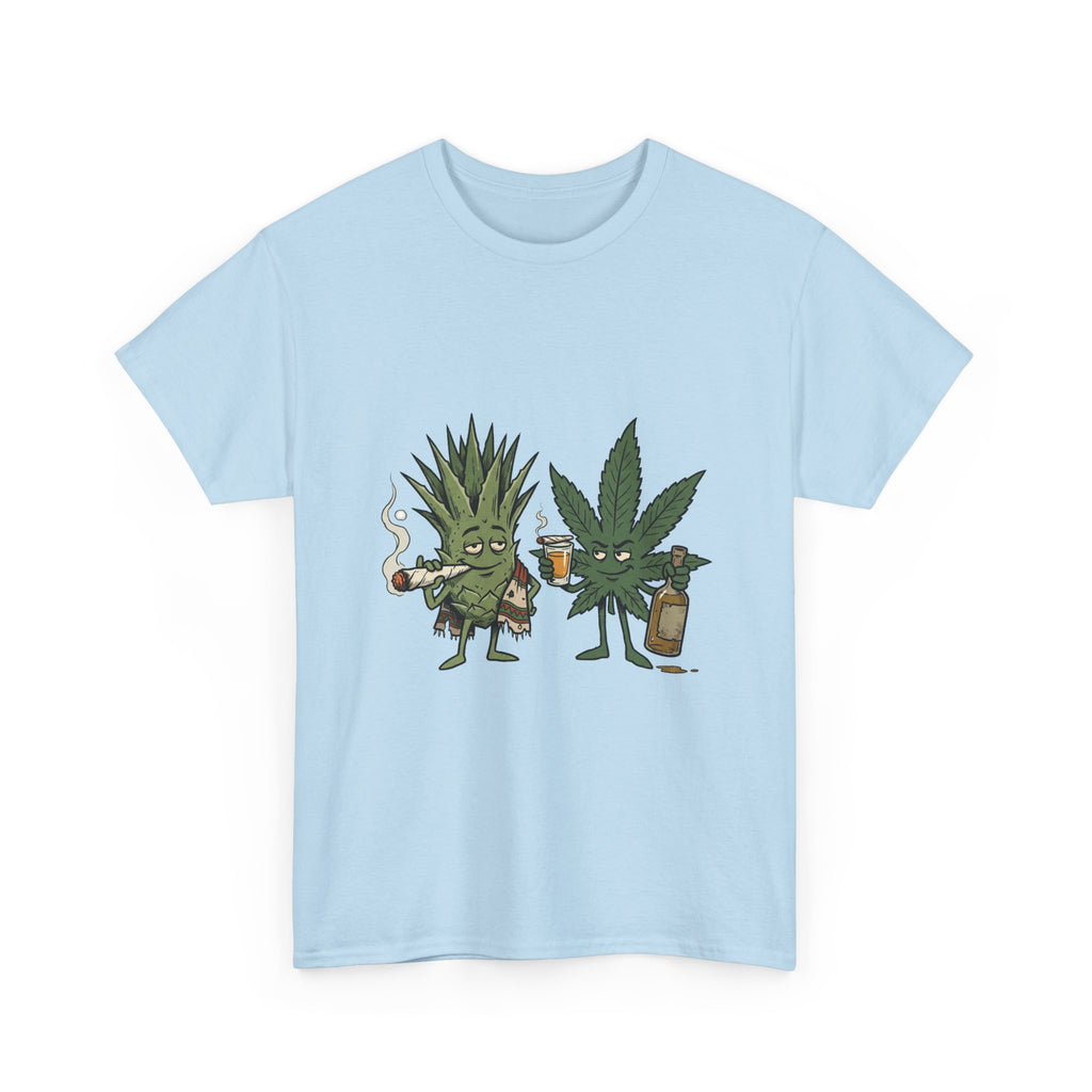 Marijuana Leaf and Agave Friends T-Shirt – Funny Cannabis Leaf & Tequila Smoking Tee