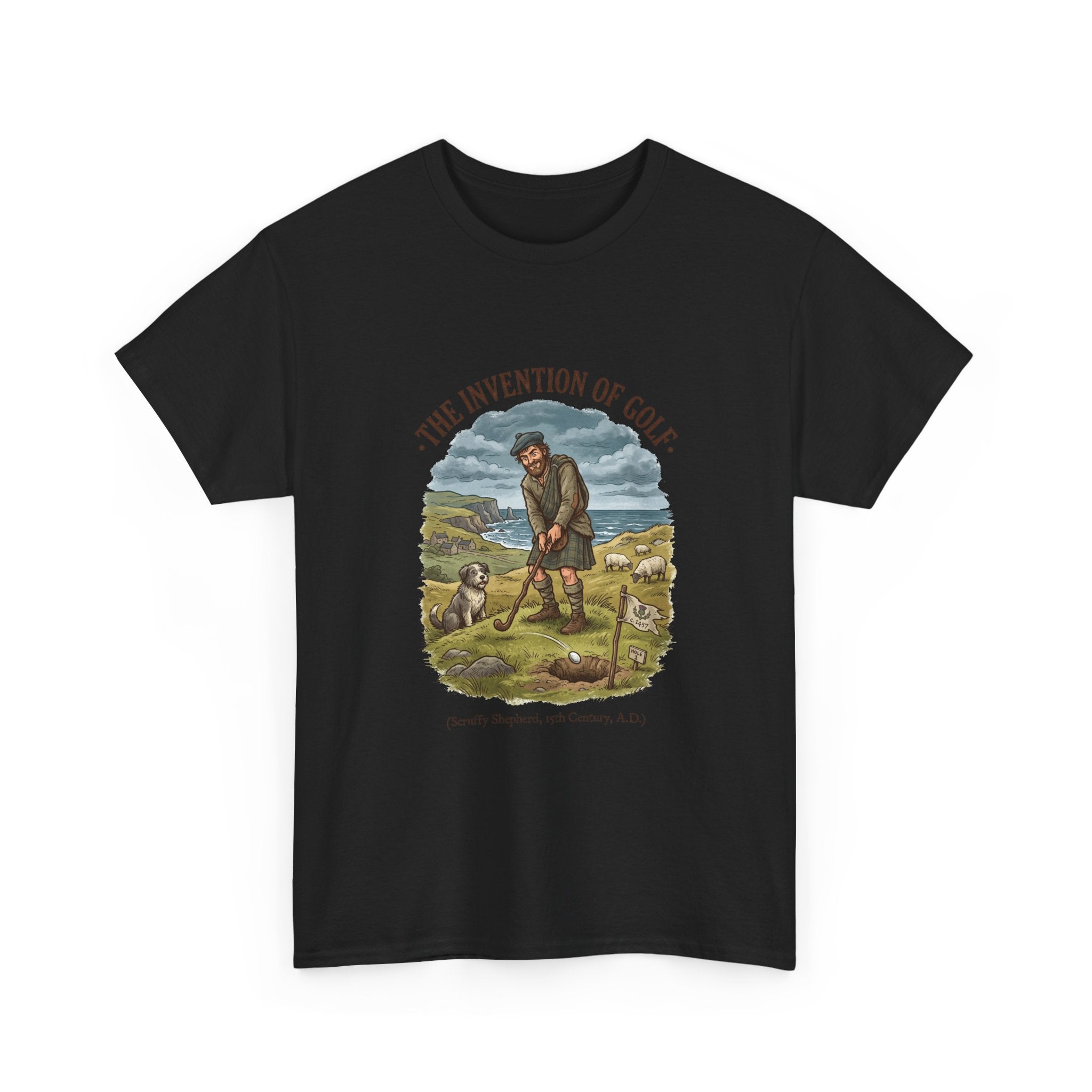 The Invention of Golf T-Shirt — Vintage Golfer Illustration Tee