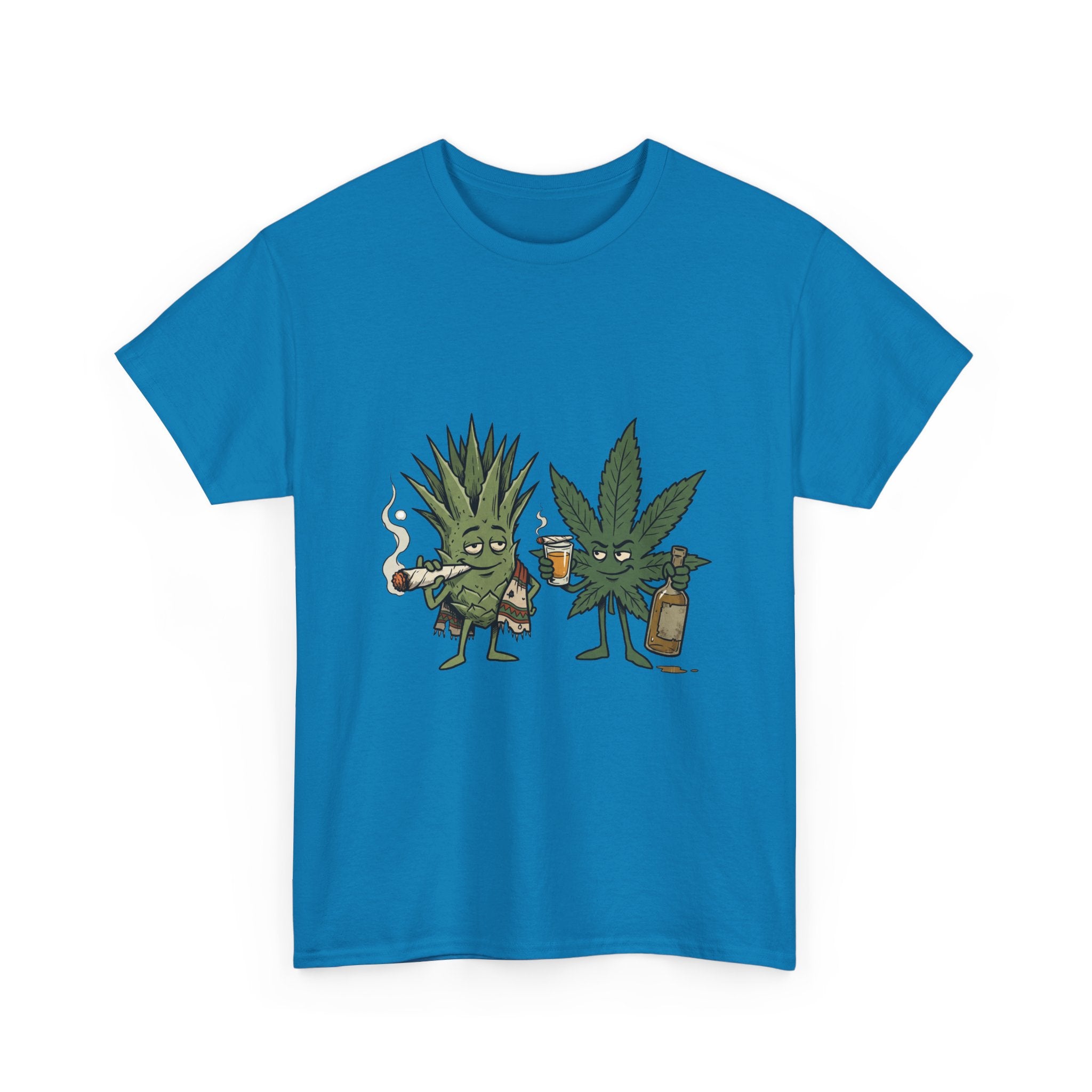 Marijuana Leaf and Agave Friends T-Shirt – Funny Cannabis Leaf & Tequila Smoking Tee