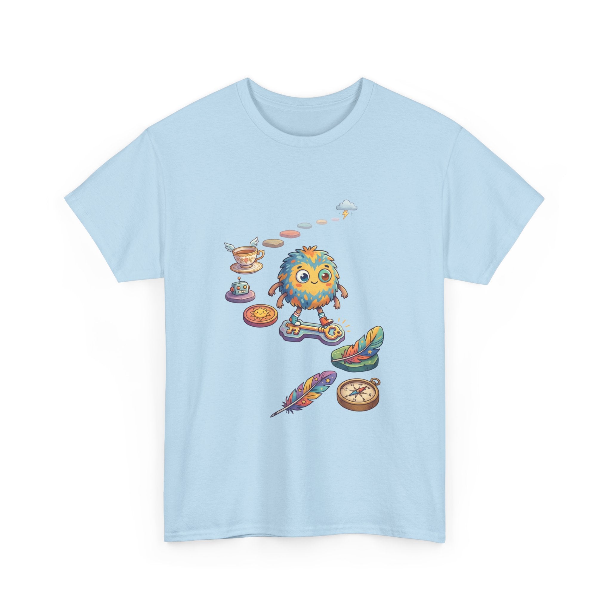 T-Shirt — Whimsical Cosmic Creature with Ritual Objects Graphic Tee