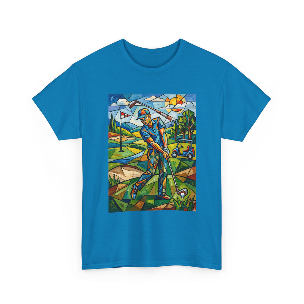 Golf Stained Glass Art Tee — Colorful Golfer Graphic T-Shirt
