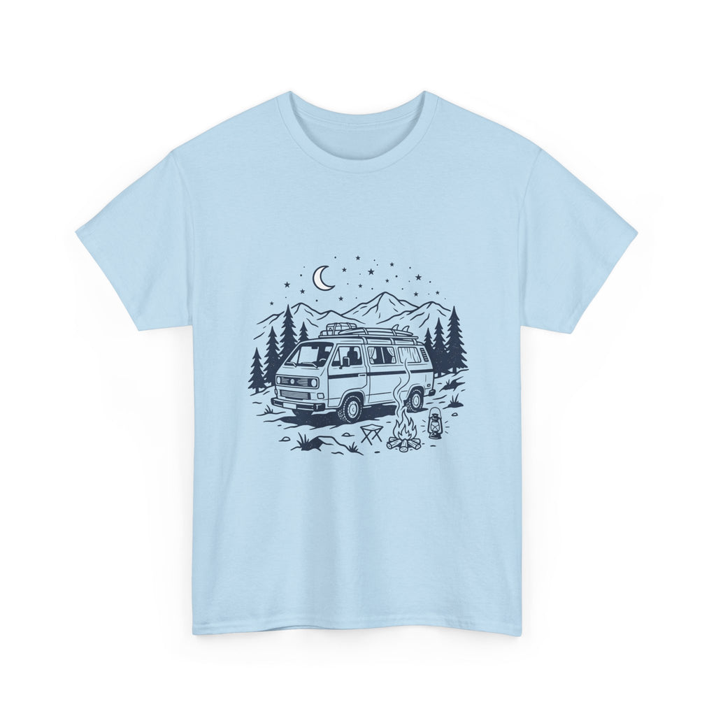 Camping Van Tee – Moonlit Mountain Adventure Graphic T-Shirt