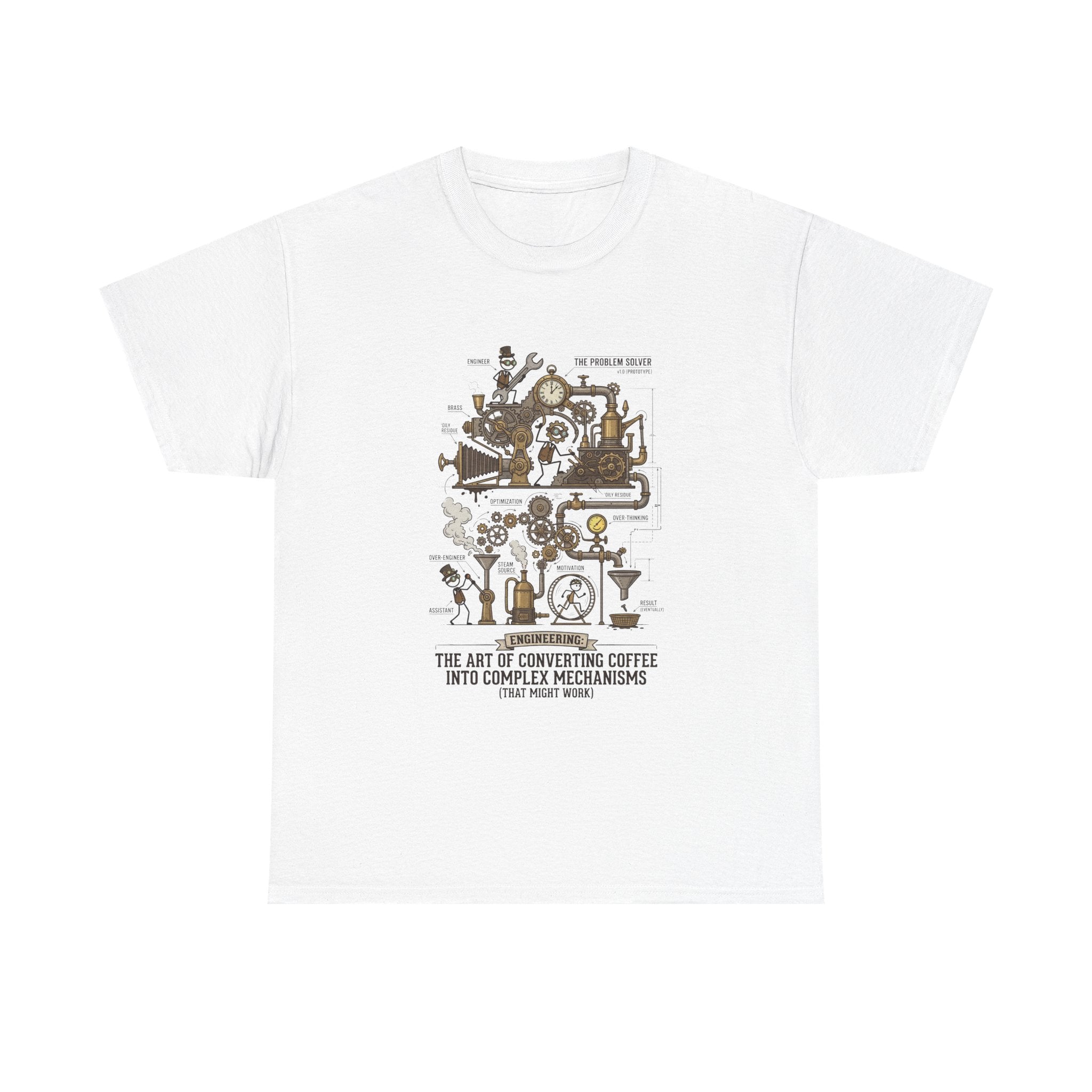 Steampunk Engineering T-Shirt — The Art of Converting Coffee Into Complex Mechanisms Graphic Tee