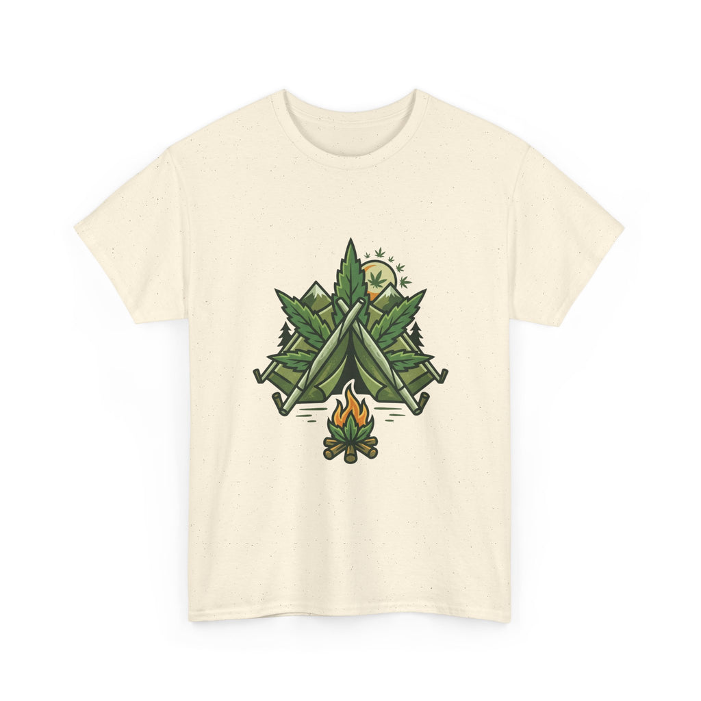 Camping Tent & Campfire T-Shirt — Outdoor Adventure Nature Tee