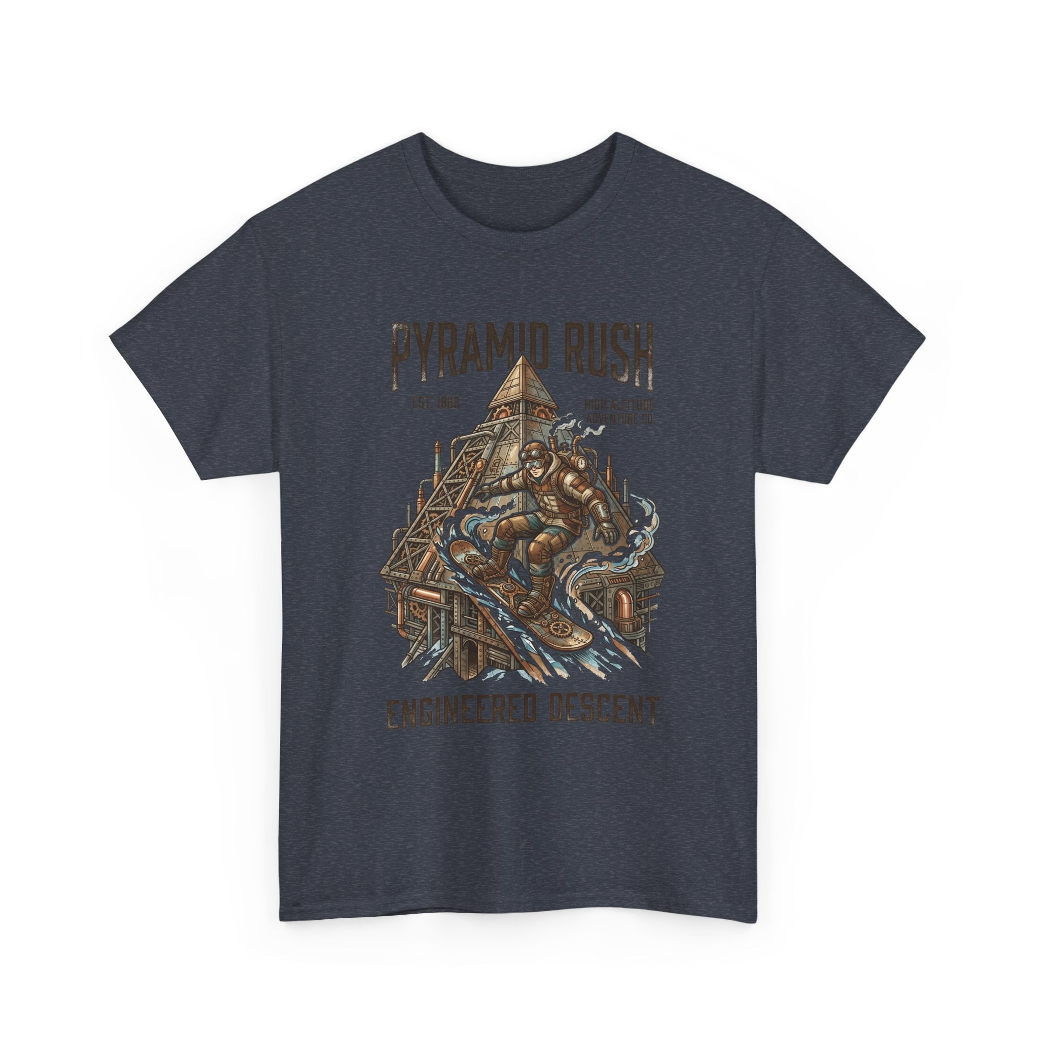 Steampunk Snowboard Pyramid Adventure T-Shirt — Fantasy Explorer Graphic Tee