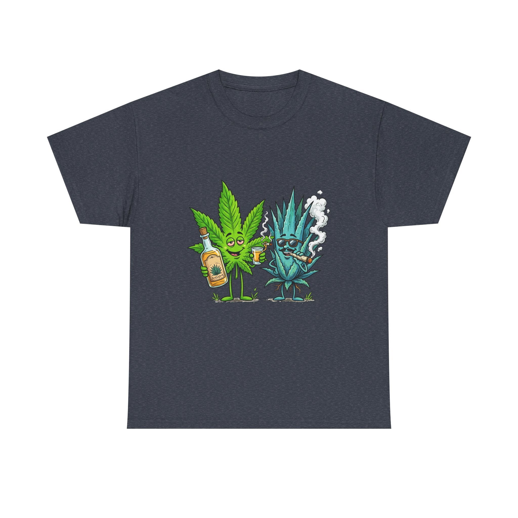 A Tequila & Cannabis Buds Friends T-Shirt — Funny Weed/Agave Leaf & Joint Graphic Tee