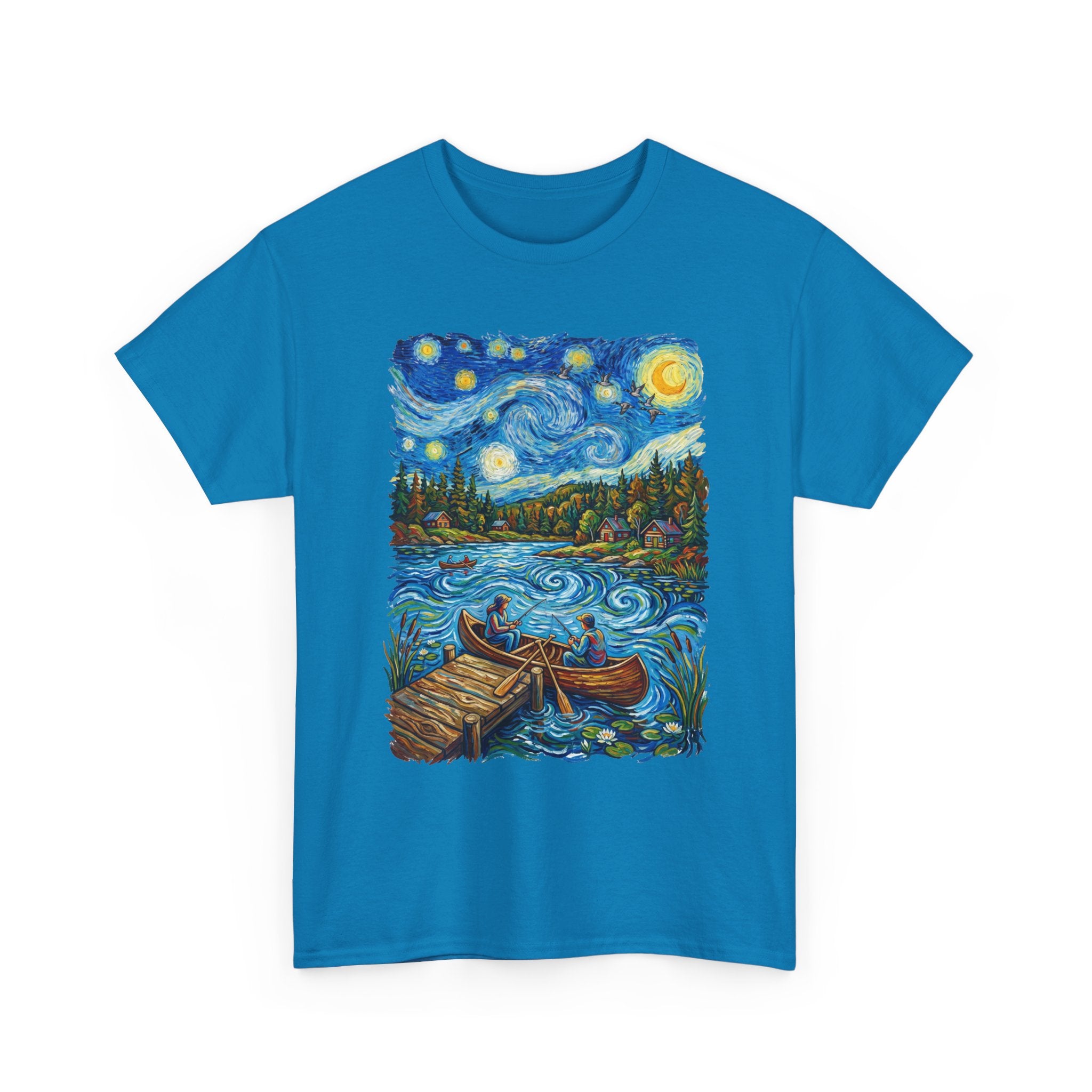 Starry Night Lake T-Shirt — Canoe Dock Scenic Tee
