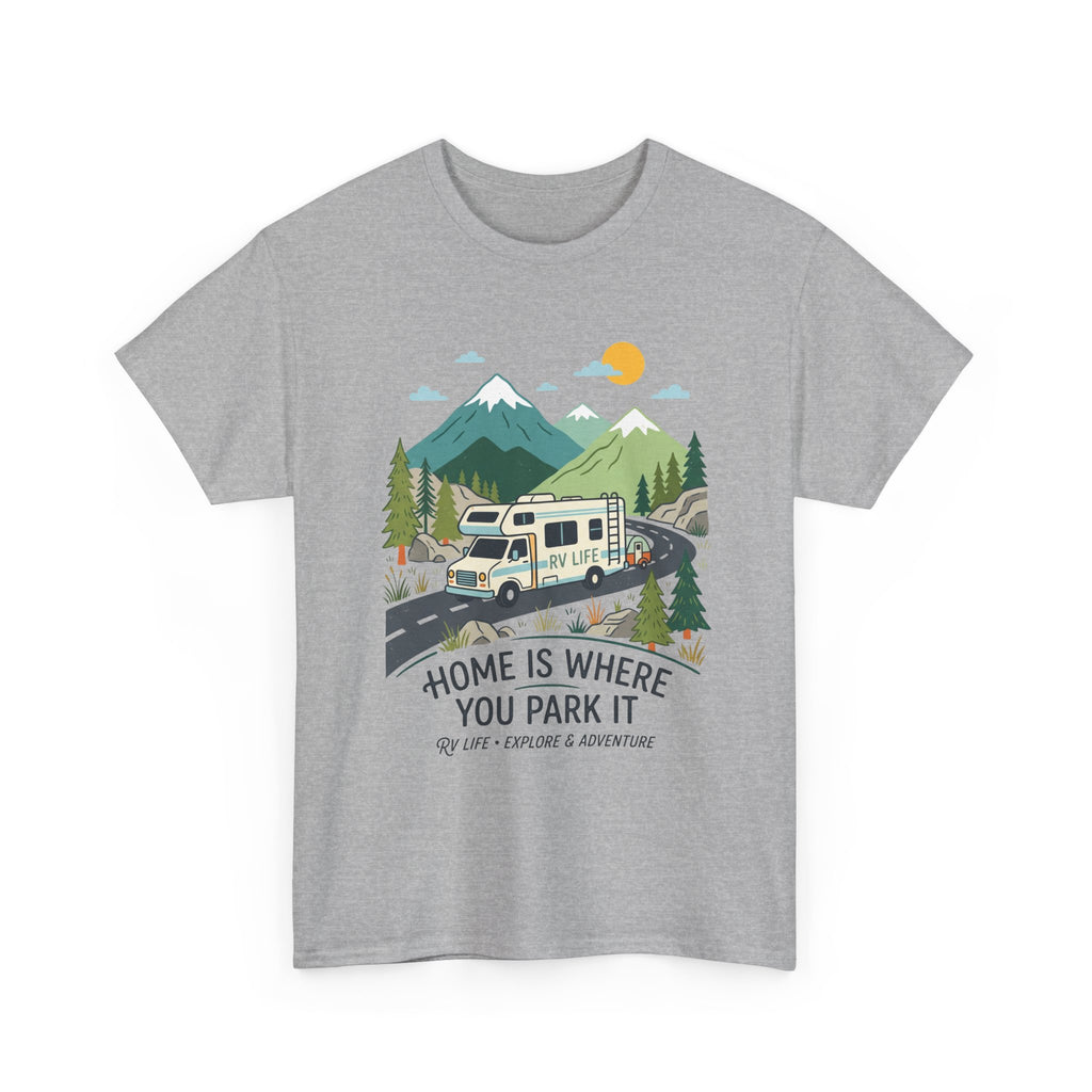 RV Camping T‑Shirt — "Home Is Where You Park It" Mountain Camper Tee