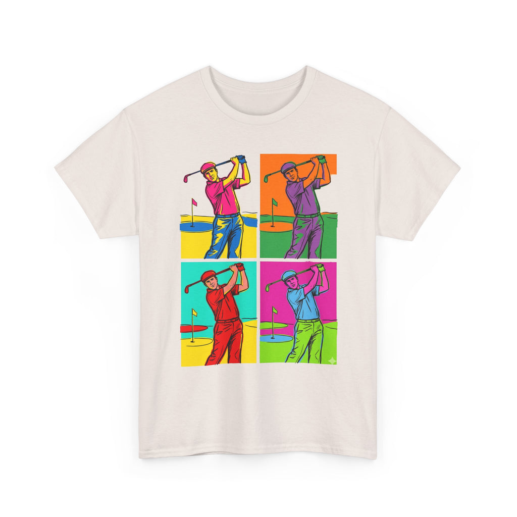 Golf Pop Art T-Shirt — Colorful Golfer Swing Graphic Tee